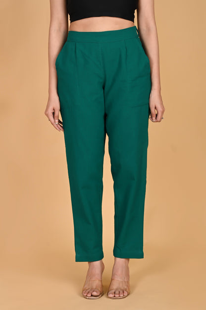 RAMA GREEN CLASSIC COTTON PANTS - SAFED DHAGA 