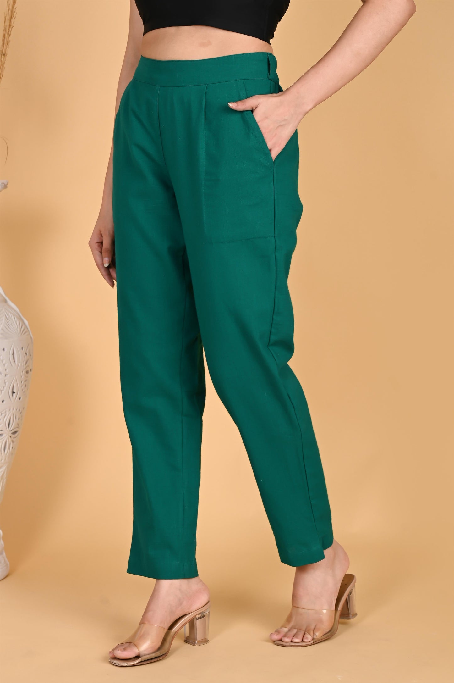 RAMA GREEN CLASSIC COTTON PANTS - SAFED DHAGA 
