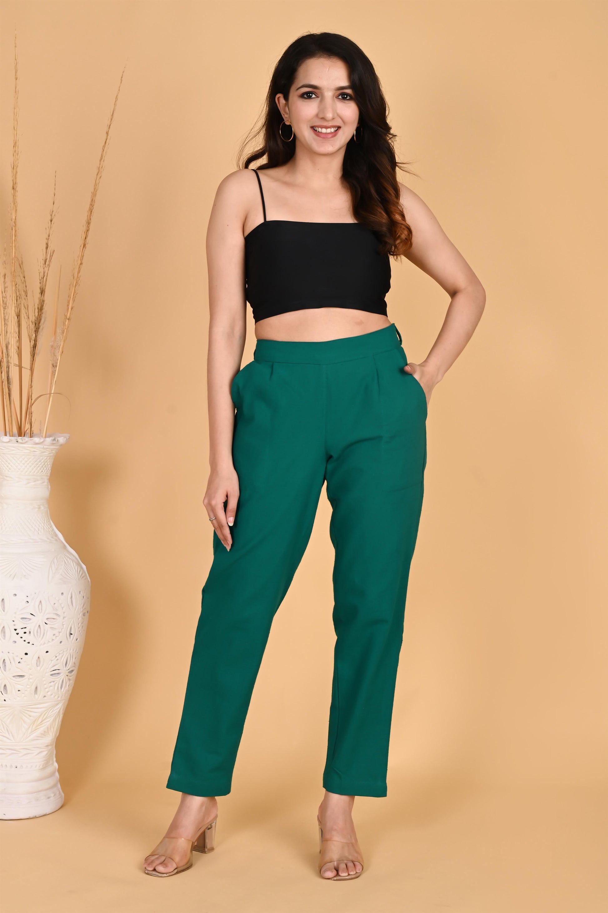 RAMA GREEN CLASSIC COTTON PANTS - SAFED DHAGA 