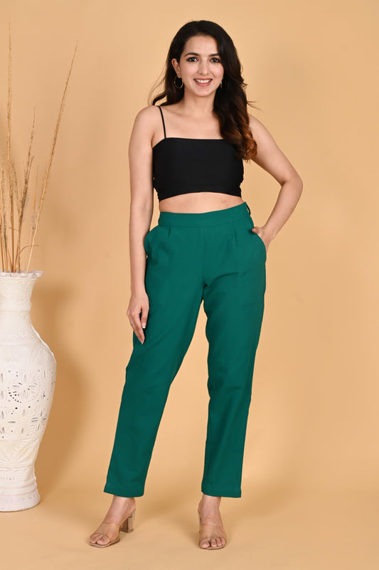 RAMA GREEN CLASSIC COTTON PANTS - SAFED DHAGA 