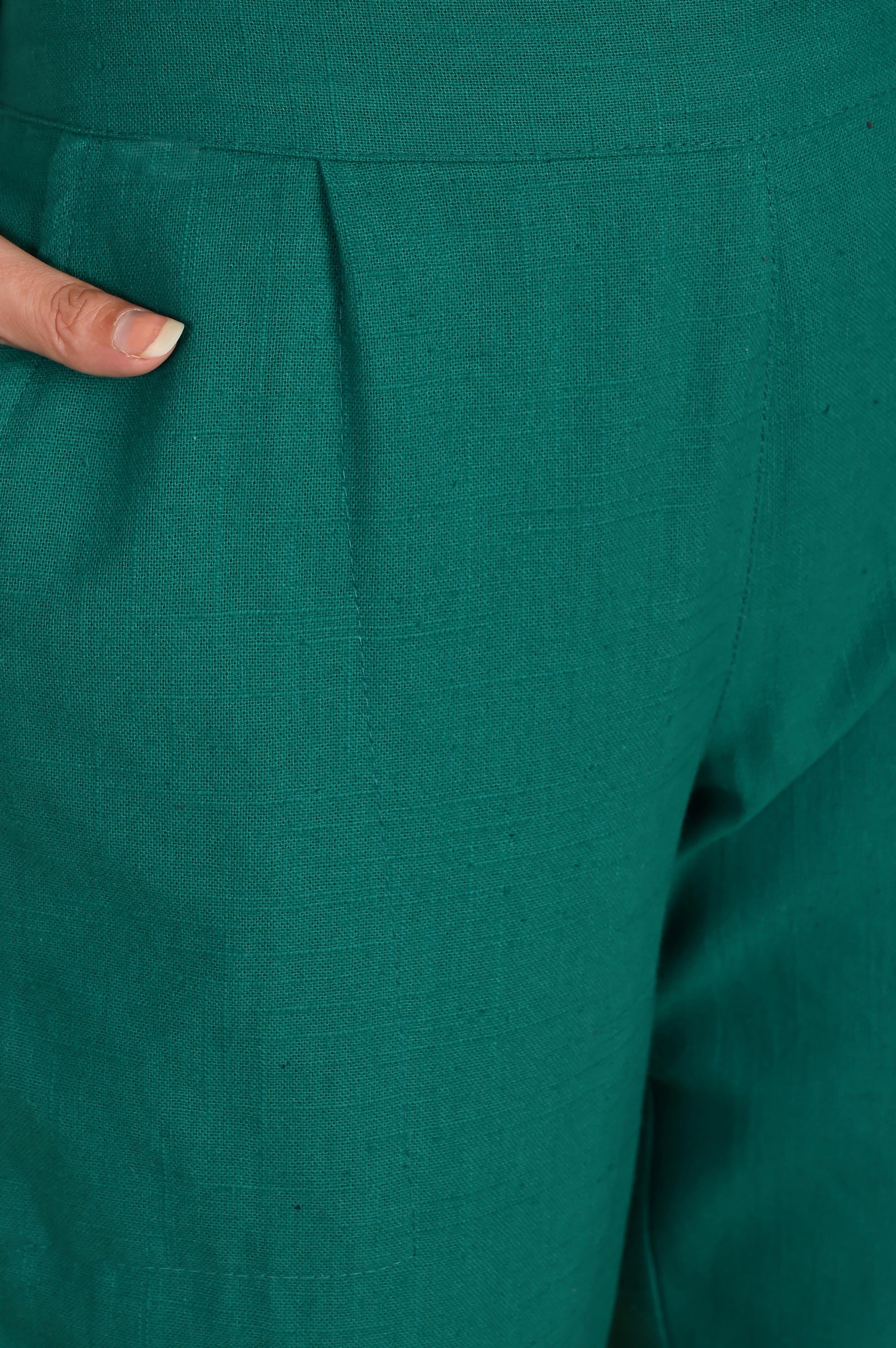 RAMA GREEN CLASSIC COTTON PANTS - SAFED DHAGA 