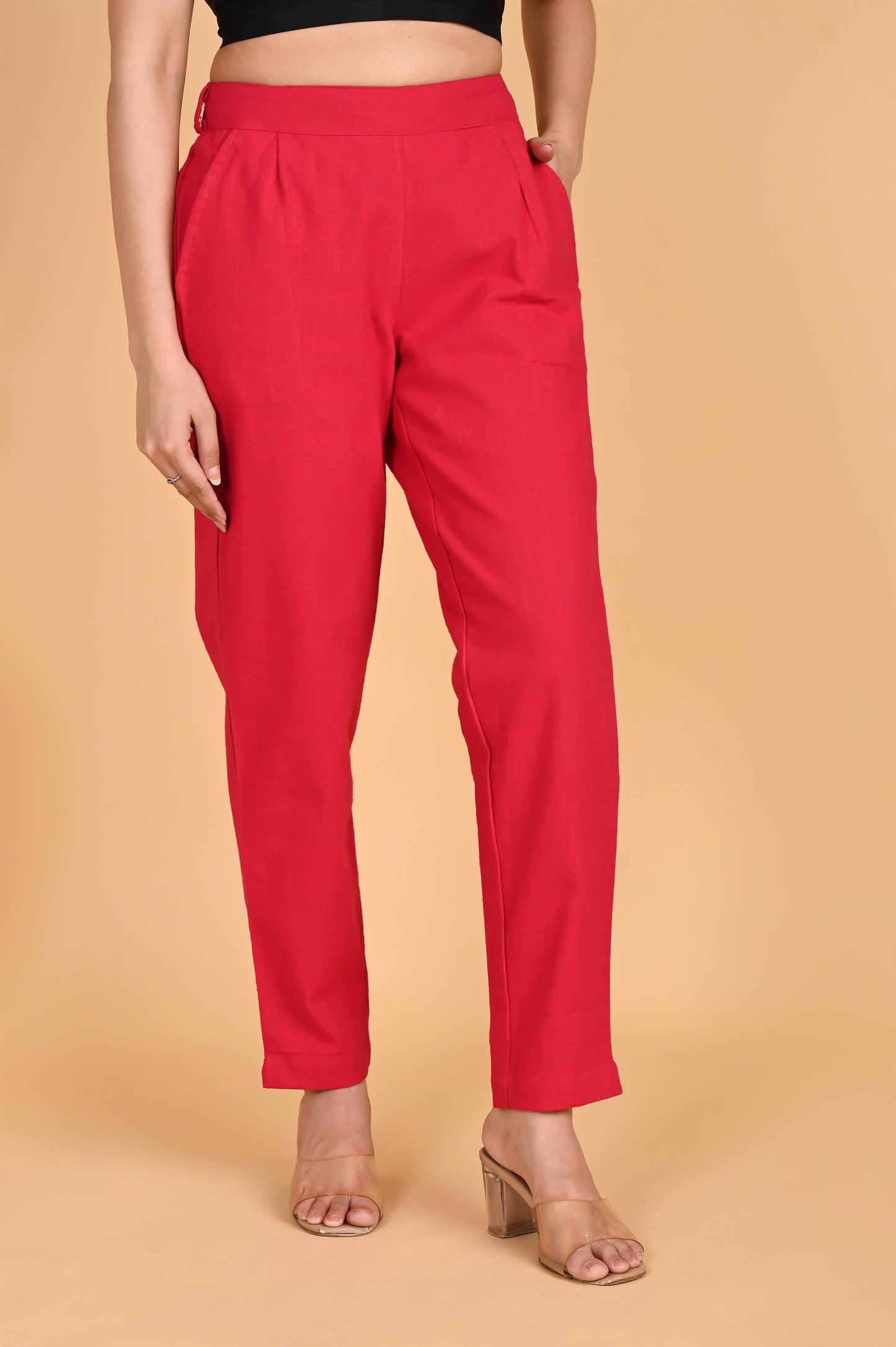 RED CLASSIC COTTON PANTS - SAFED DHAGA 