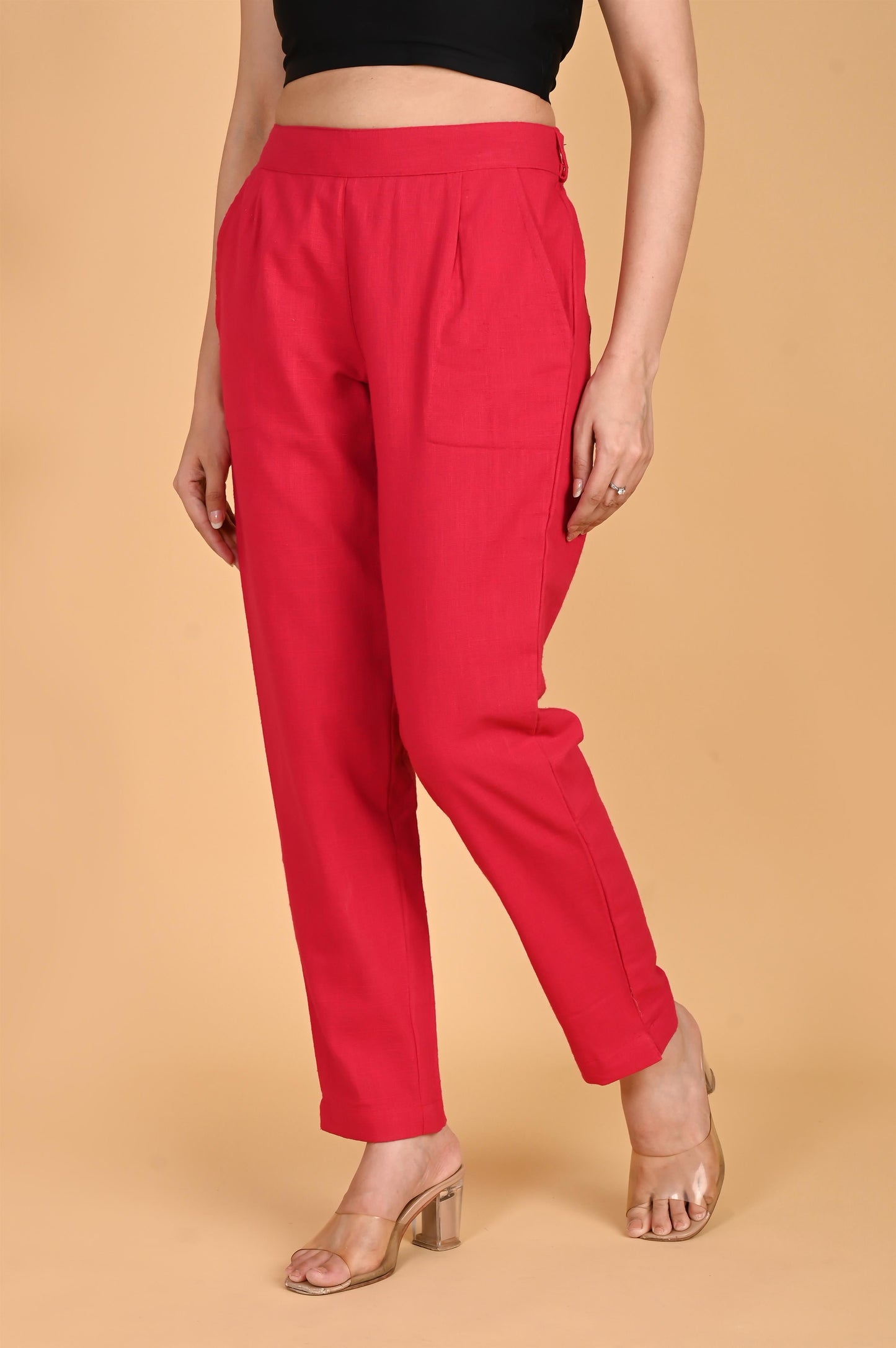 RED CLASSIC COTTON PANTS - SAFED DHAGA 
