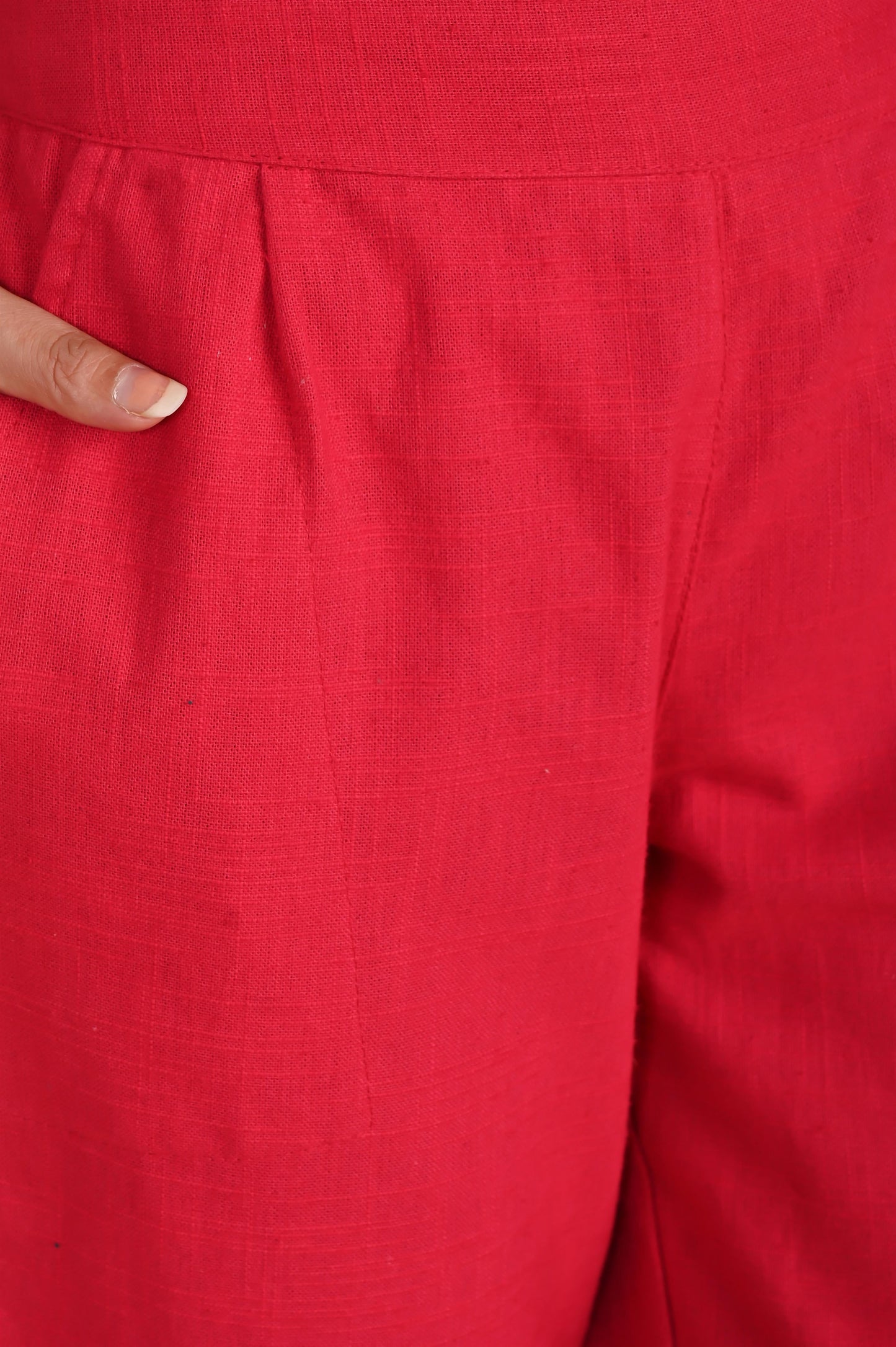 RED CLASSIC COTTON PANTS - SAFED DHAGA 
