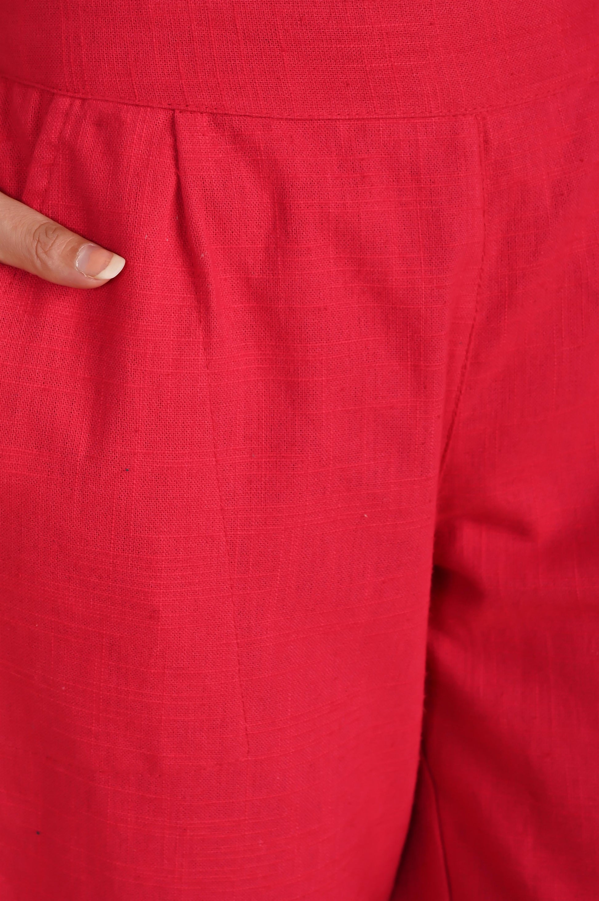 RED CLASSIC COTTON PANTS - SAFED DHAGA 
