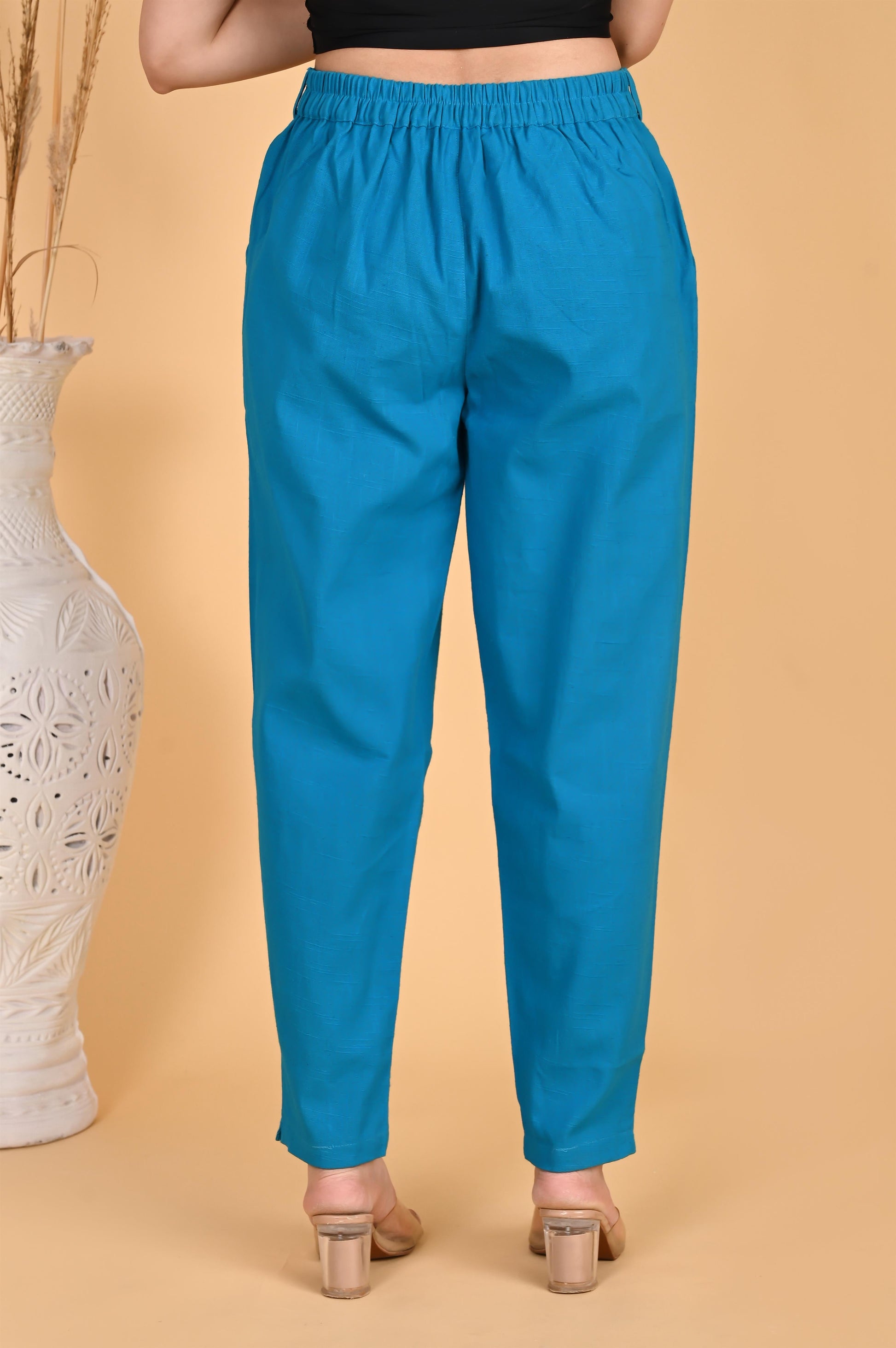 TURQUOISE CLASSIC COTTON PANTS - SAFED DHAGA 