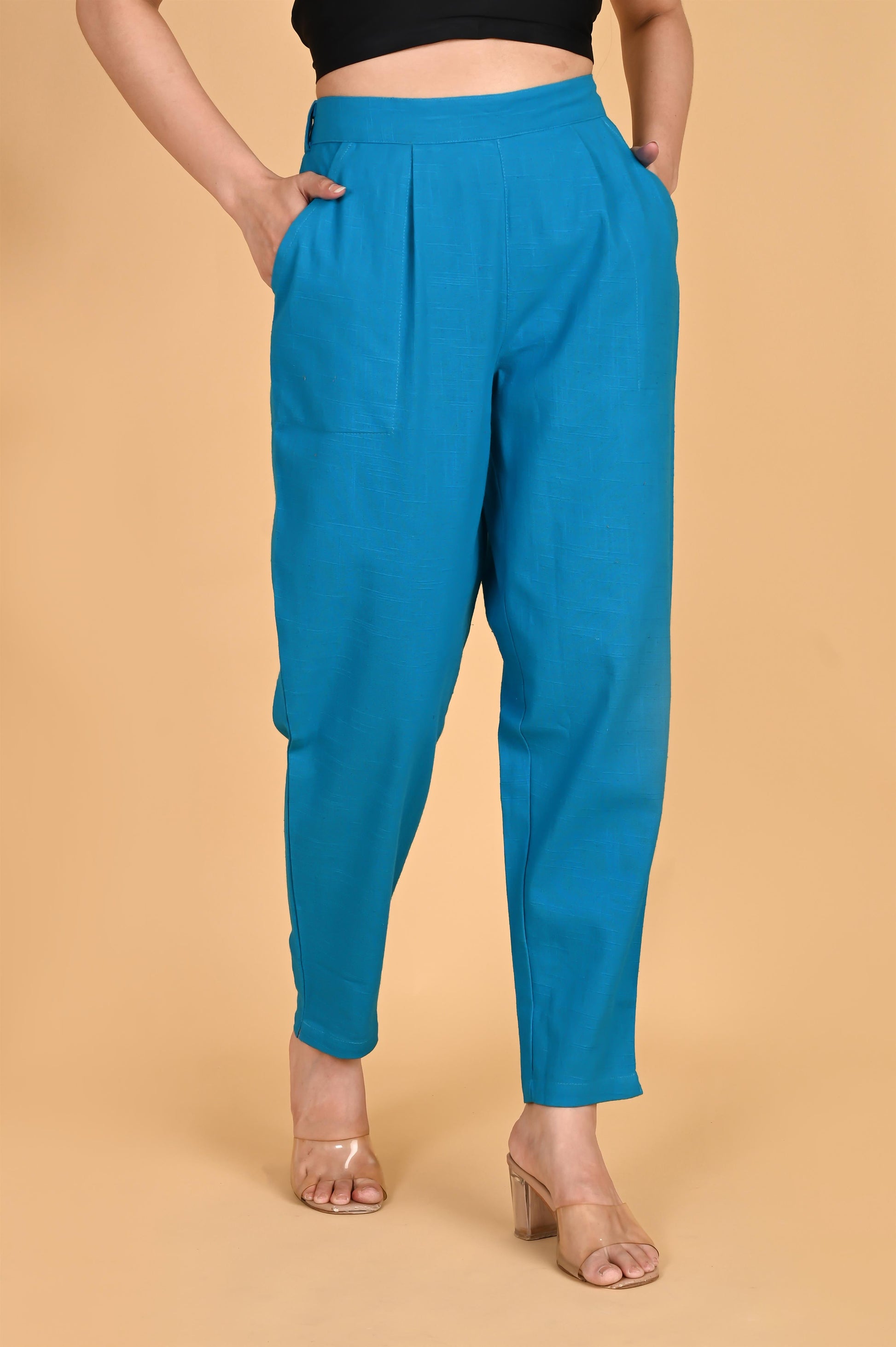 TURQUOISE CLASSIC COTTON PANTS - SAFED DHAGA 