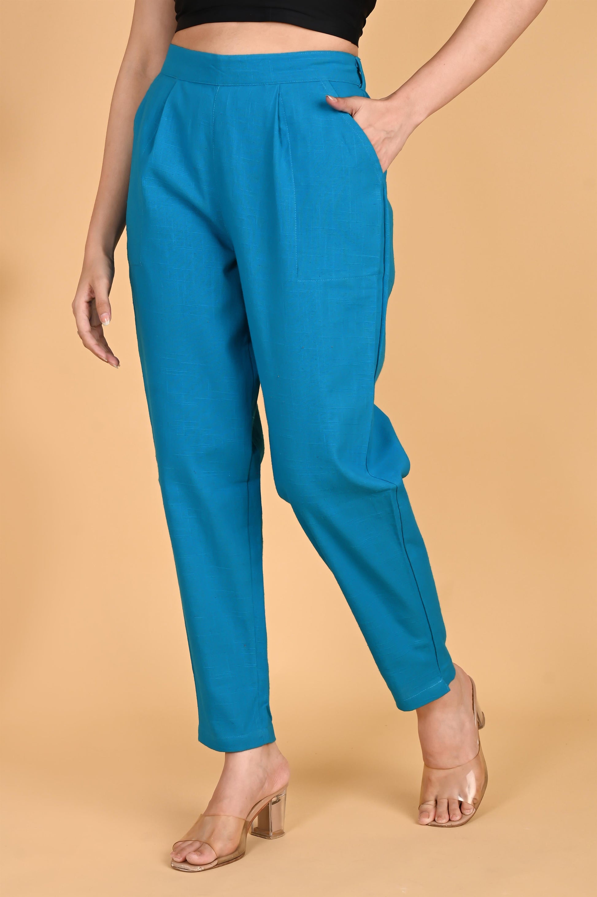 TURQUOISE CLASSIC COTTON PANTS - SAFED DHAGA 
