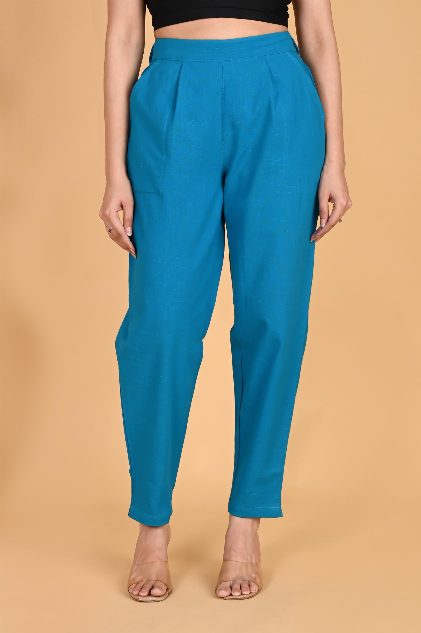 TURQUOISE CLASSIC COTTON PANTS - SAFED DHAGA 