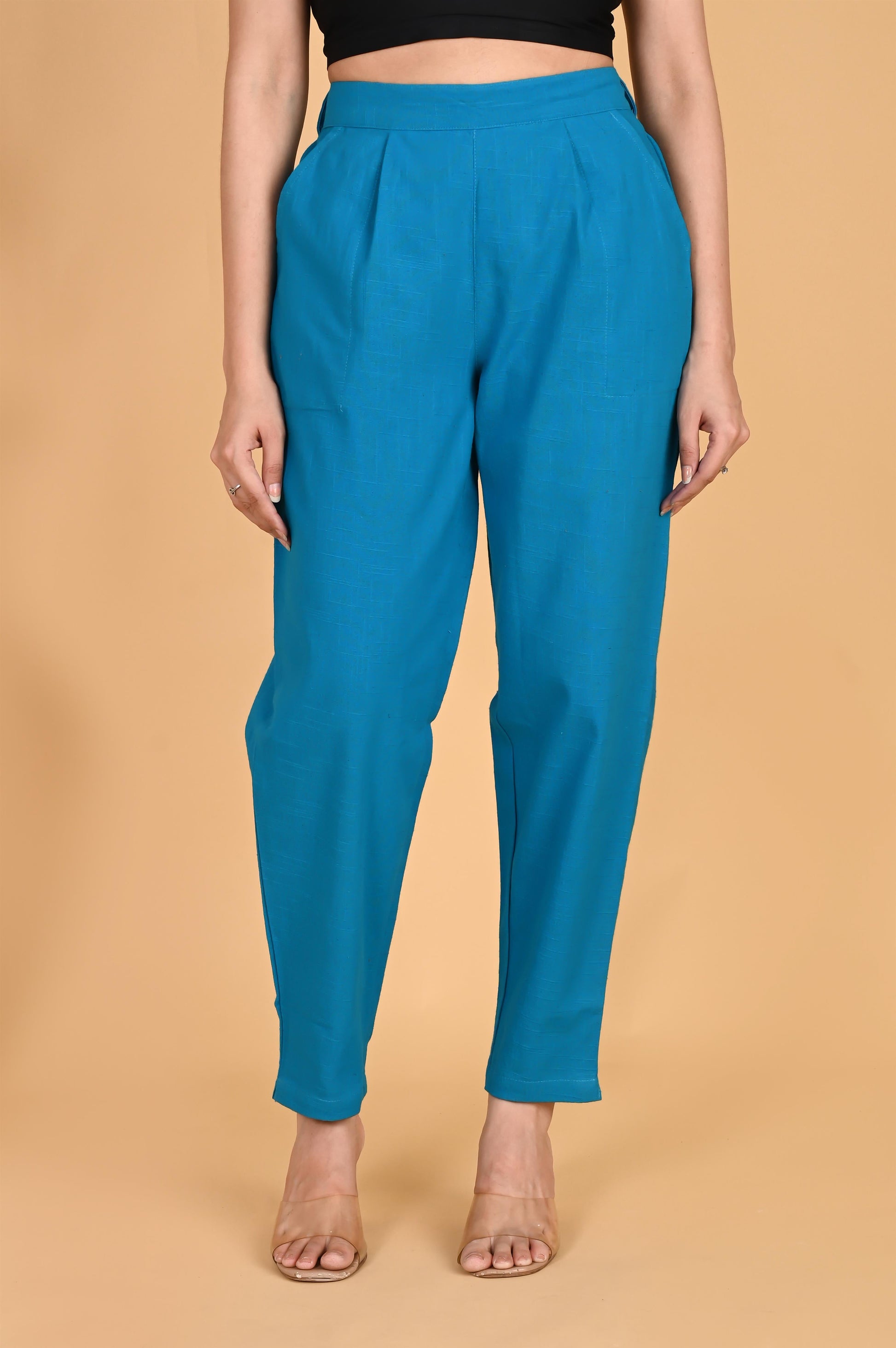 TURQUOISE CLASSIC COTTON PANTS - SAFED DHAGA 