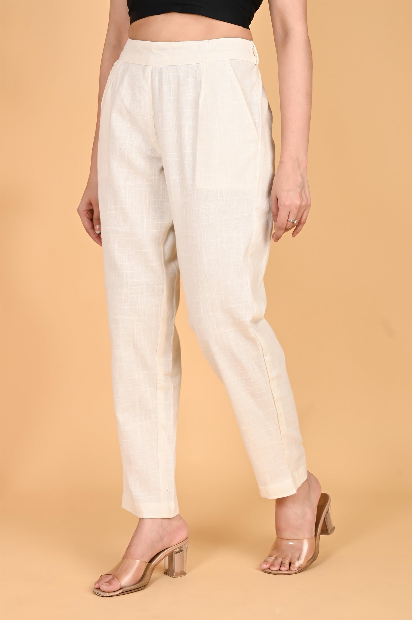 WHITE CLASSIC COTTON PANTS - SAFED DHAGA 