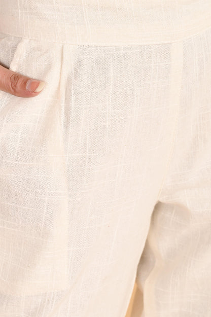 WHITE CLASSIC COTTON PANTS - SAFED DHAGA 