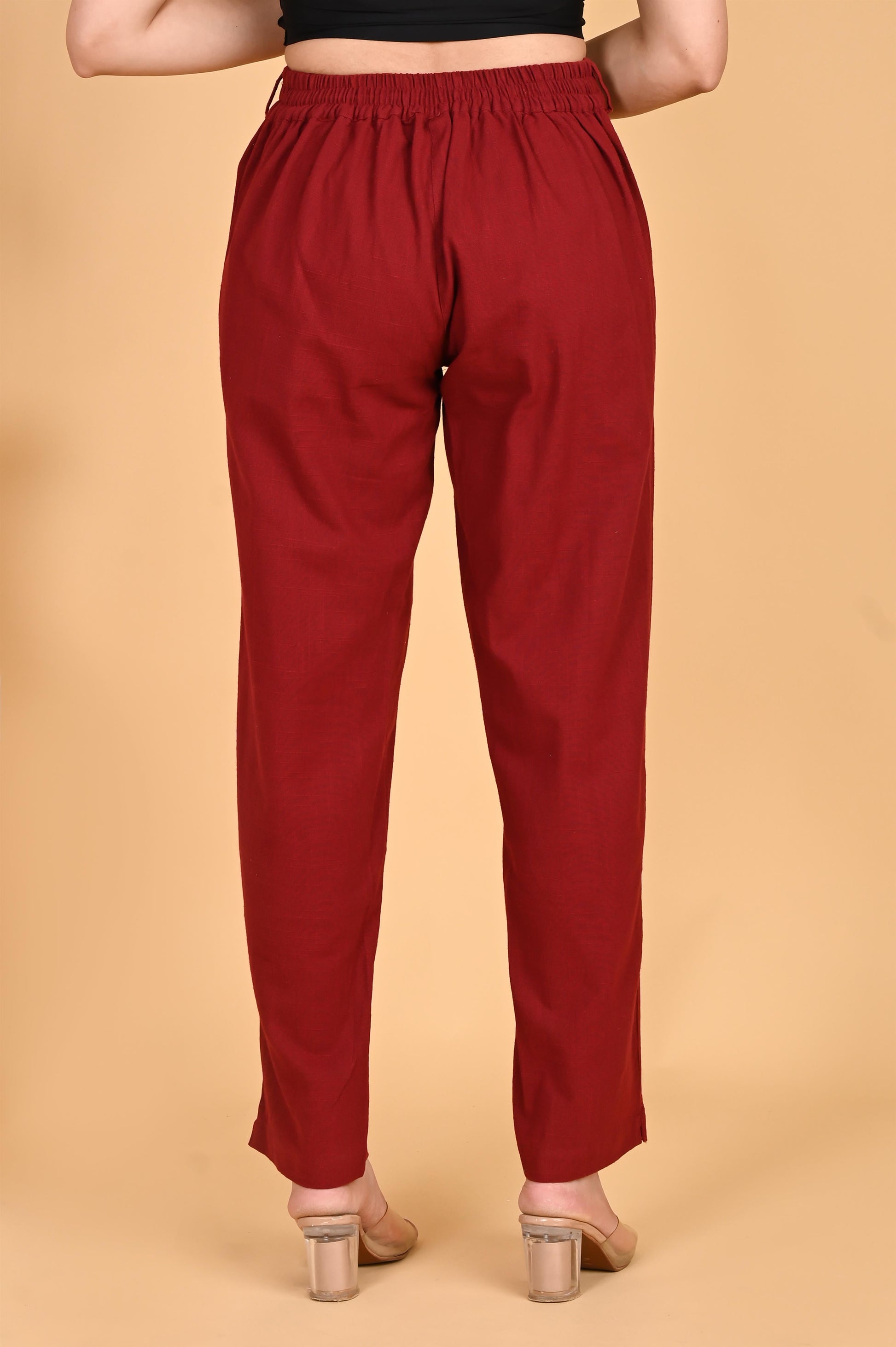 MAROON CLASSIC COTTON PANTS - SAFED DHAGA 