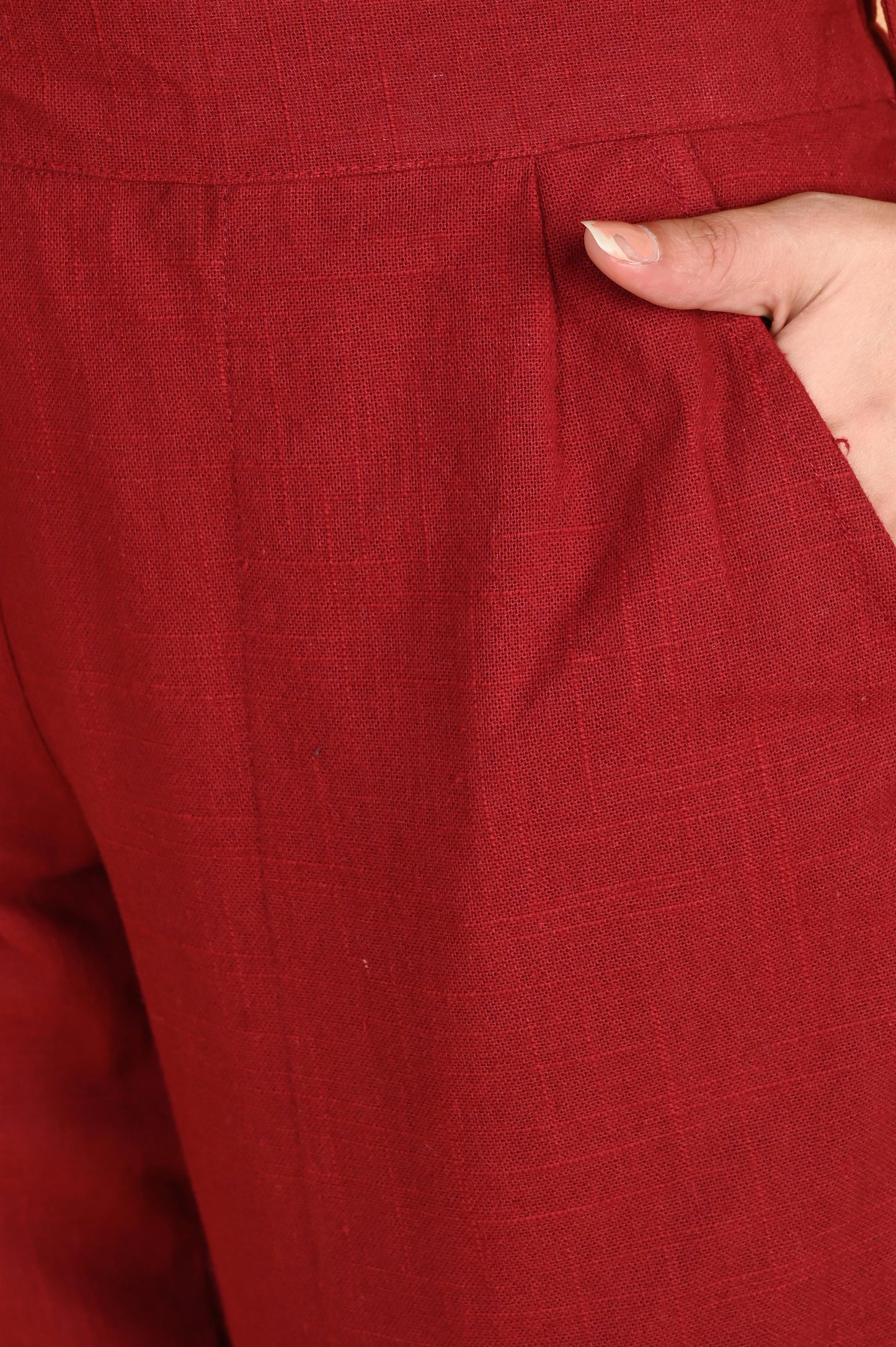 MAROON CLASSIC COTTON PANTS - SAFED DHAGA 