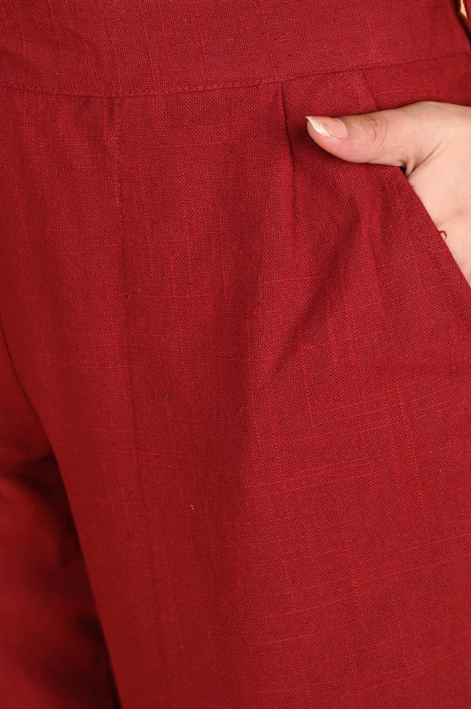 MAROON CLASSIC COTTON PANTS - SAFED DHAGA 
