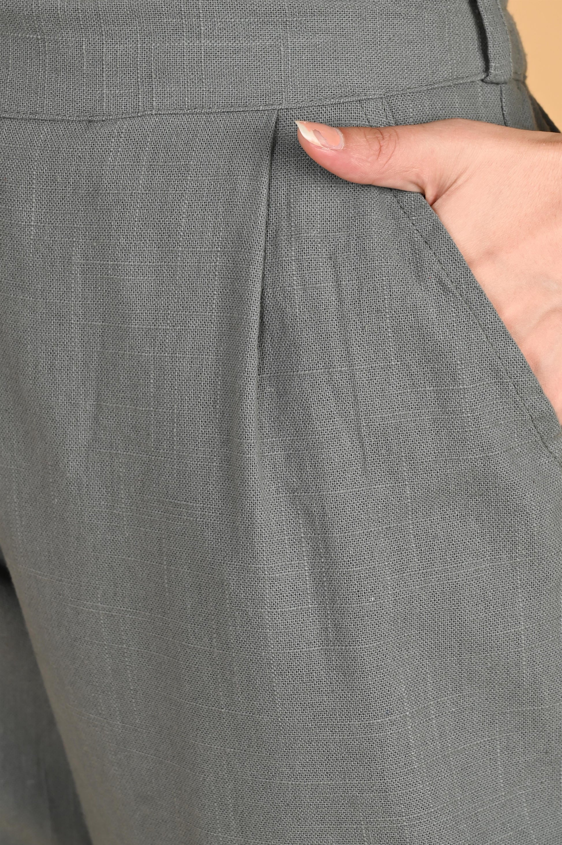 DARK GREY CLASSIC COTTON PANTS - SAFED DHAGA 
