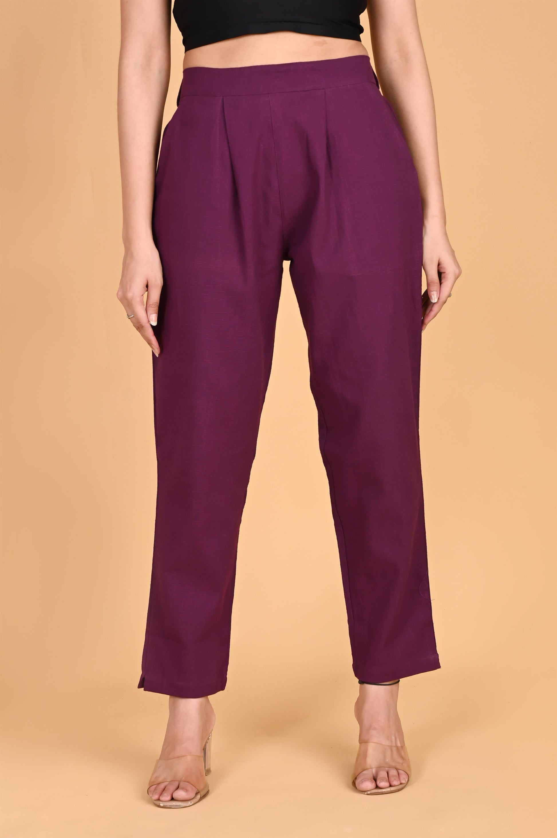 PURPLE CLASSIC COTTON PANTS - SAFED DHAGA 