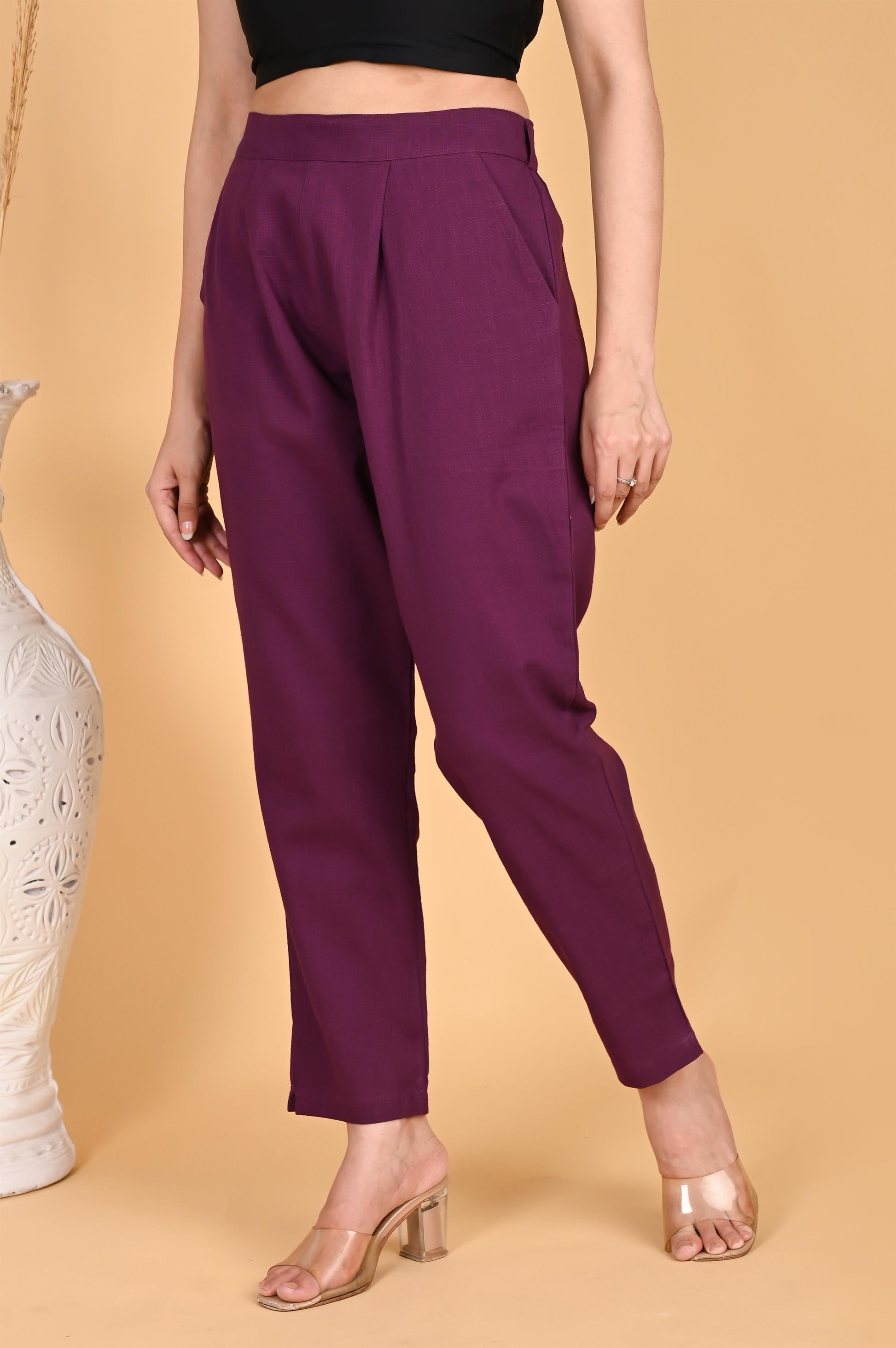 PURPLE CLASSIC COTTON PANTS - SAFED DHAGA 