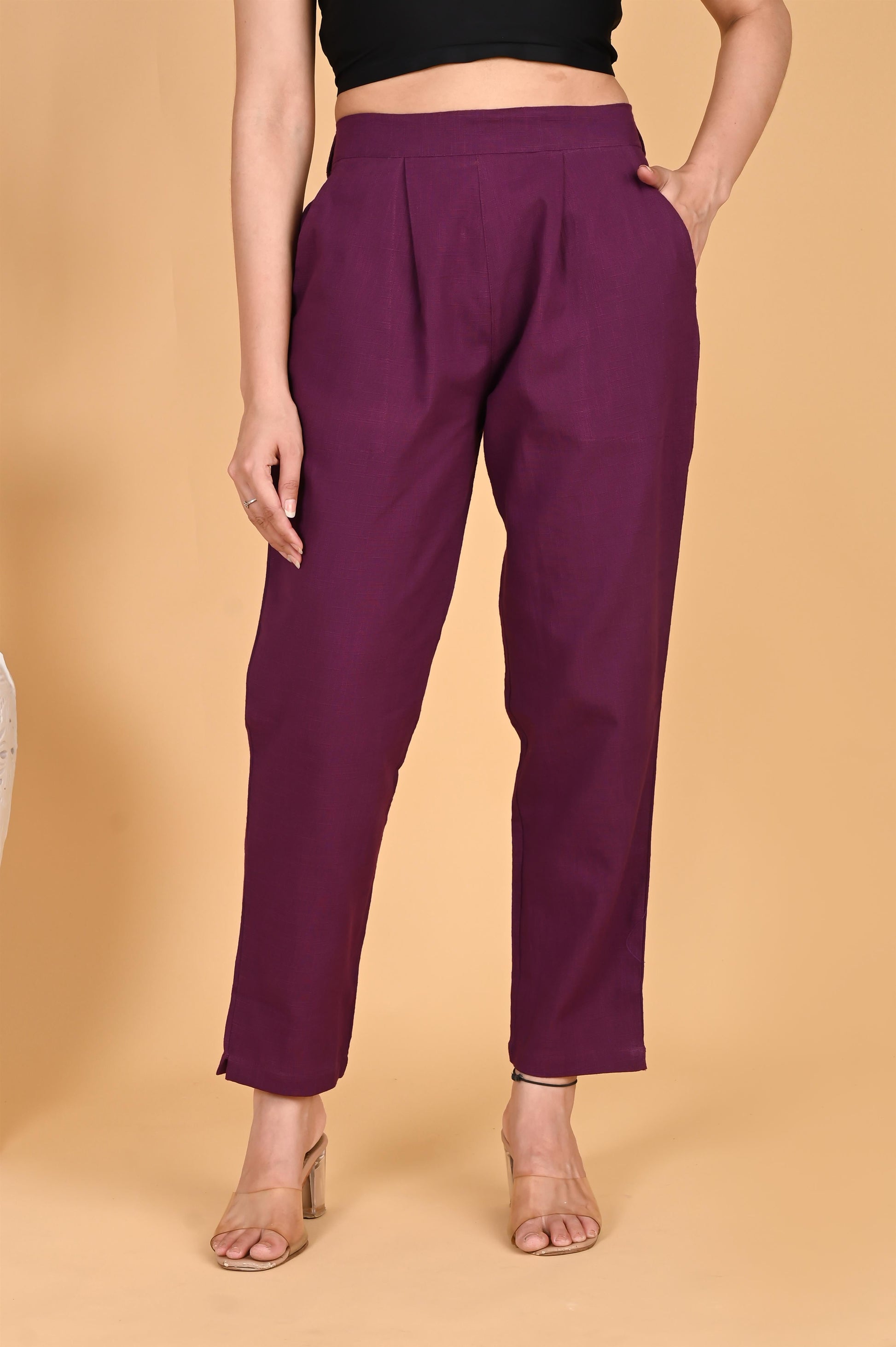 PURPLE CLASSIC COTTON PANTS - SAFED DHAGA 