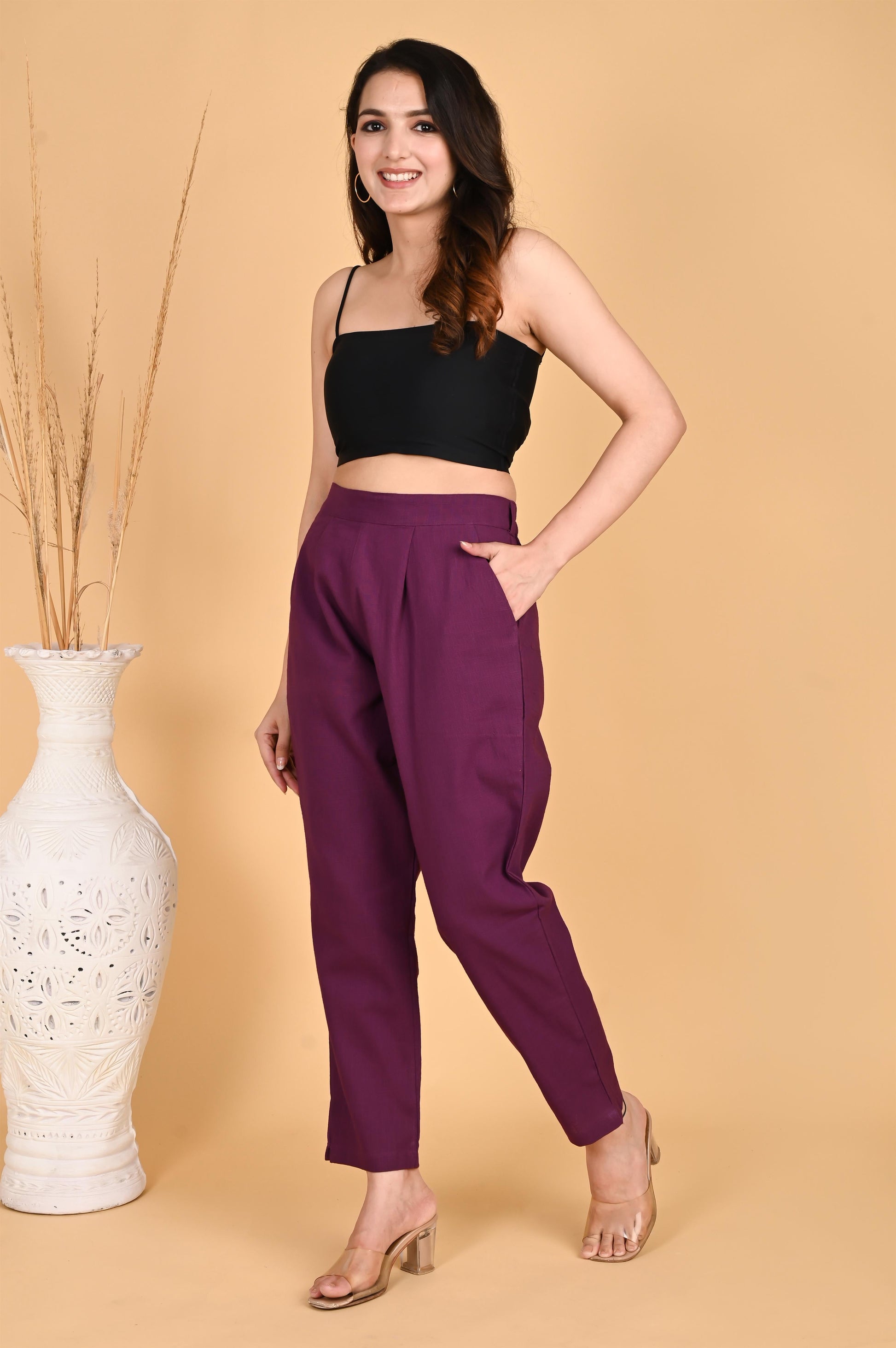 PURPLE CLASSIC COTTON PANTS - SAFED DHAGA 