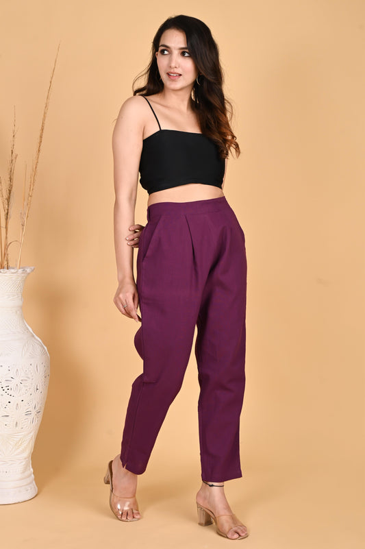 PURPLE CLASSIC COTTON PANTS - SAFED DHAGA 