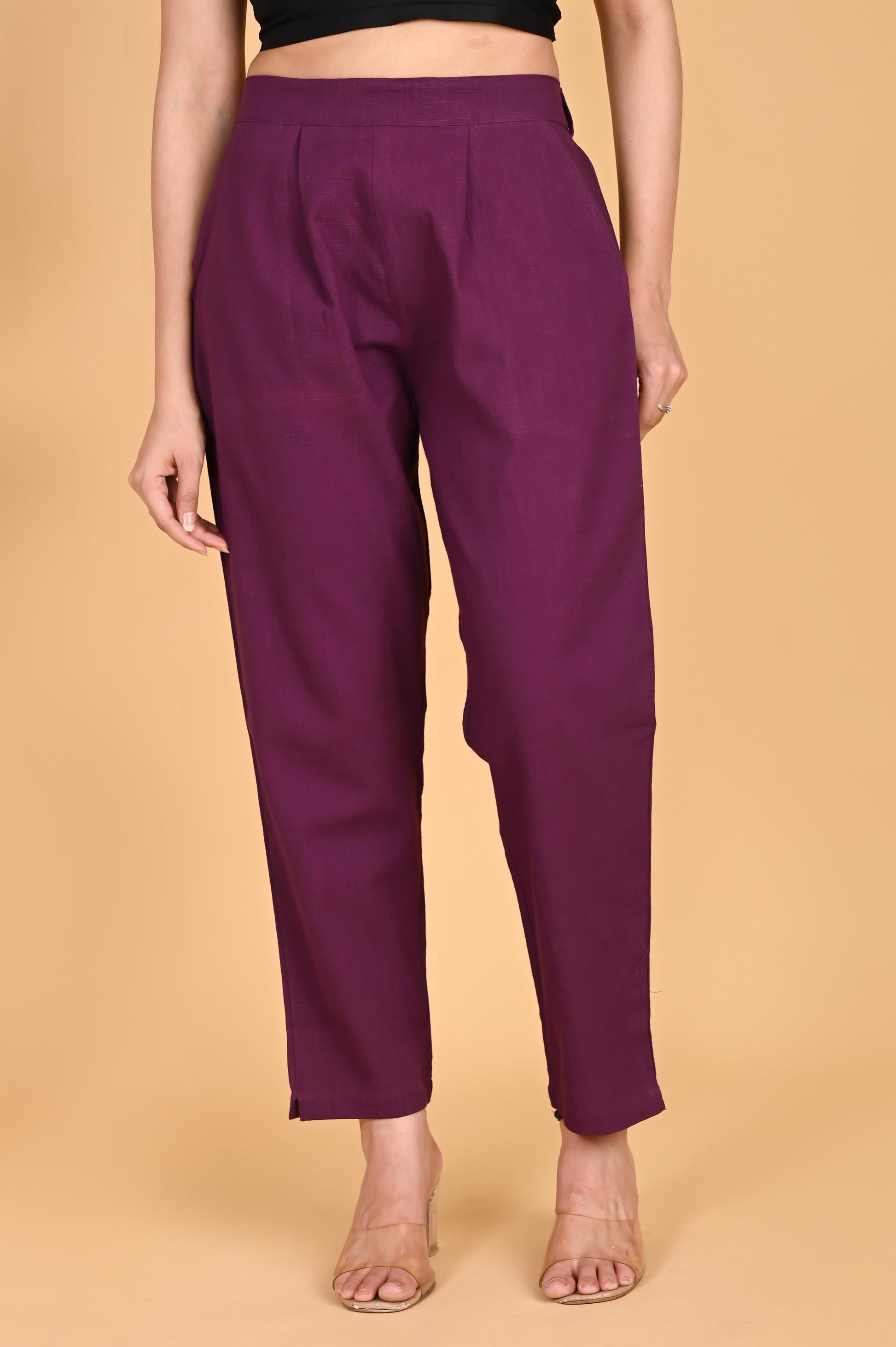 PURPLE CLASSIC COTTON PANTS - SAFED DHAGA 