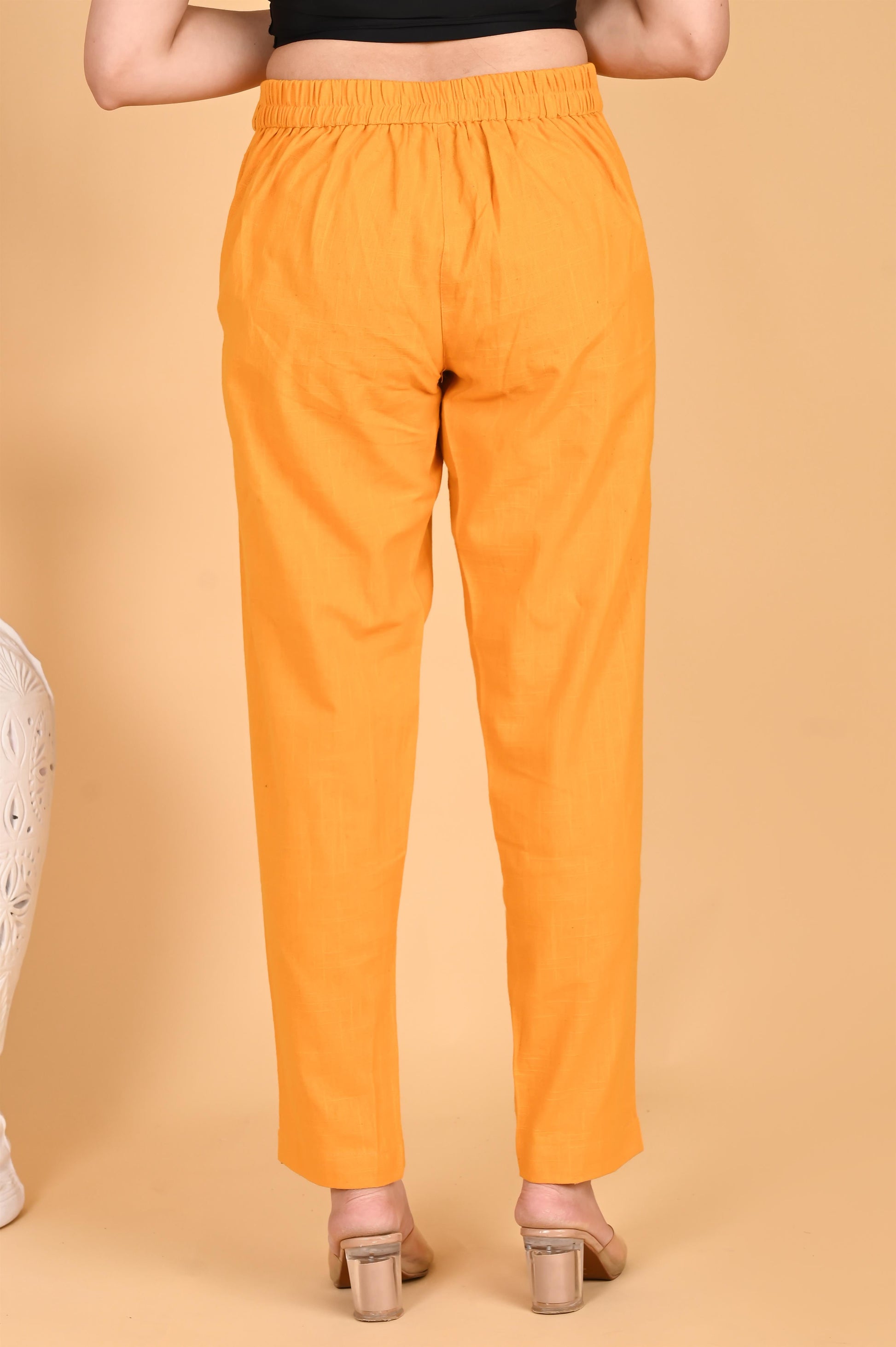 MUSTARD CLASSIC COTTON PANTS - SAFED DHAGA 