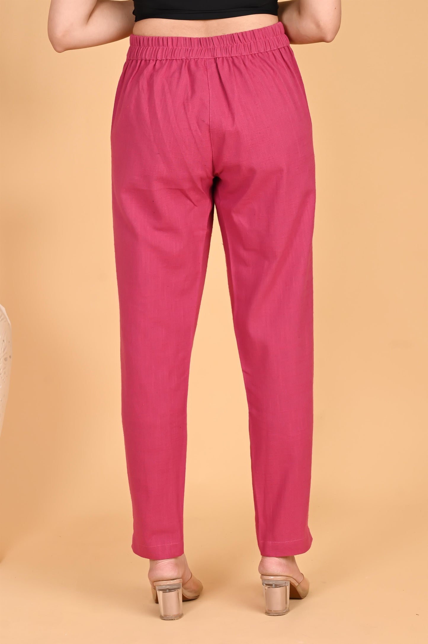 LIGHT PINK CLASSIC COTTON PANTS - SAFED DHAGA 