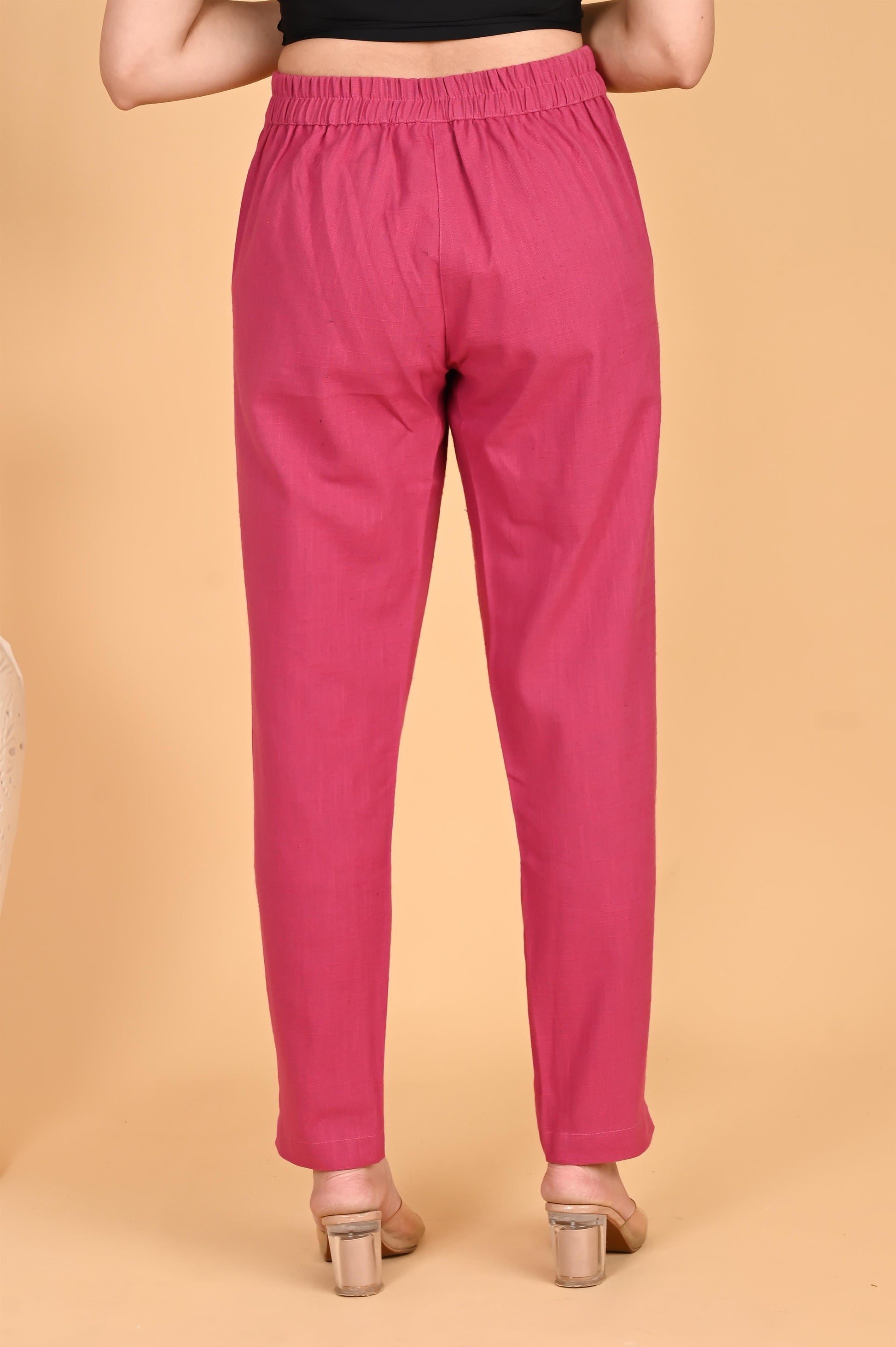 LIGHT PINK CLASSIC COTTON PANTS - SAFED DHAGA 