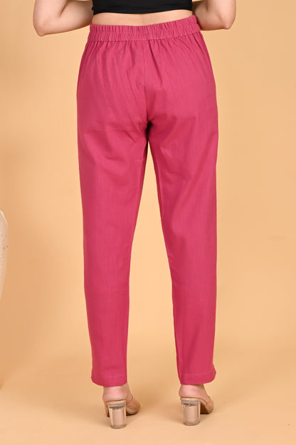 LIGHT PINK CLASSIC COTTON PANTS - SAFED DHAGA 
