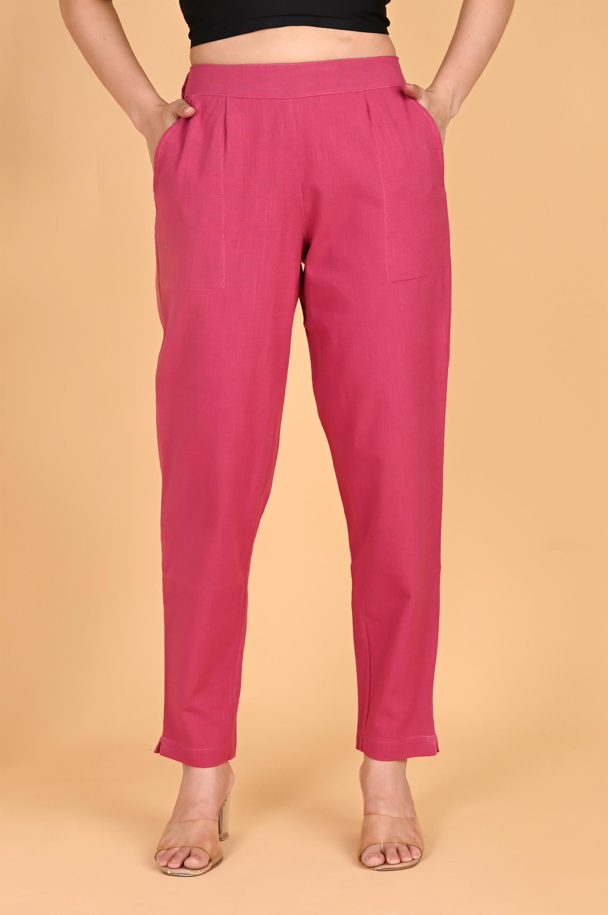 LIGHT PINK CLASSIC COTTON PANTS - SAFED DHAGA 