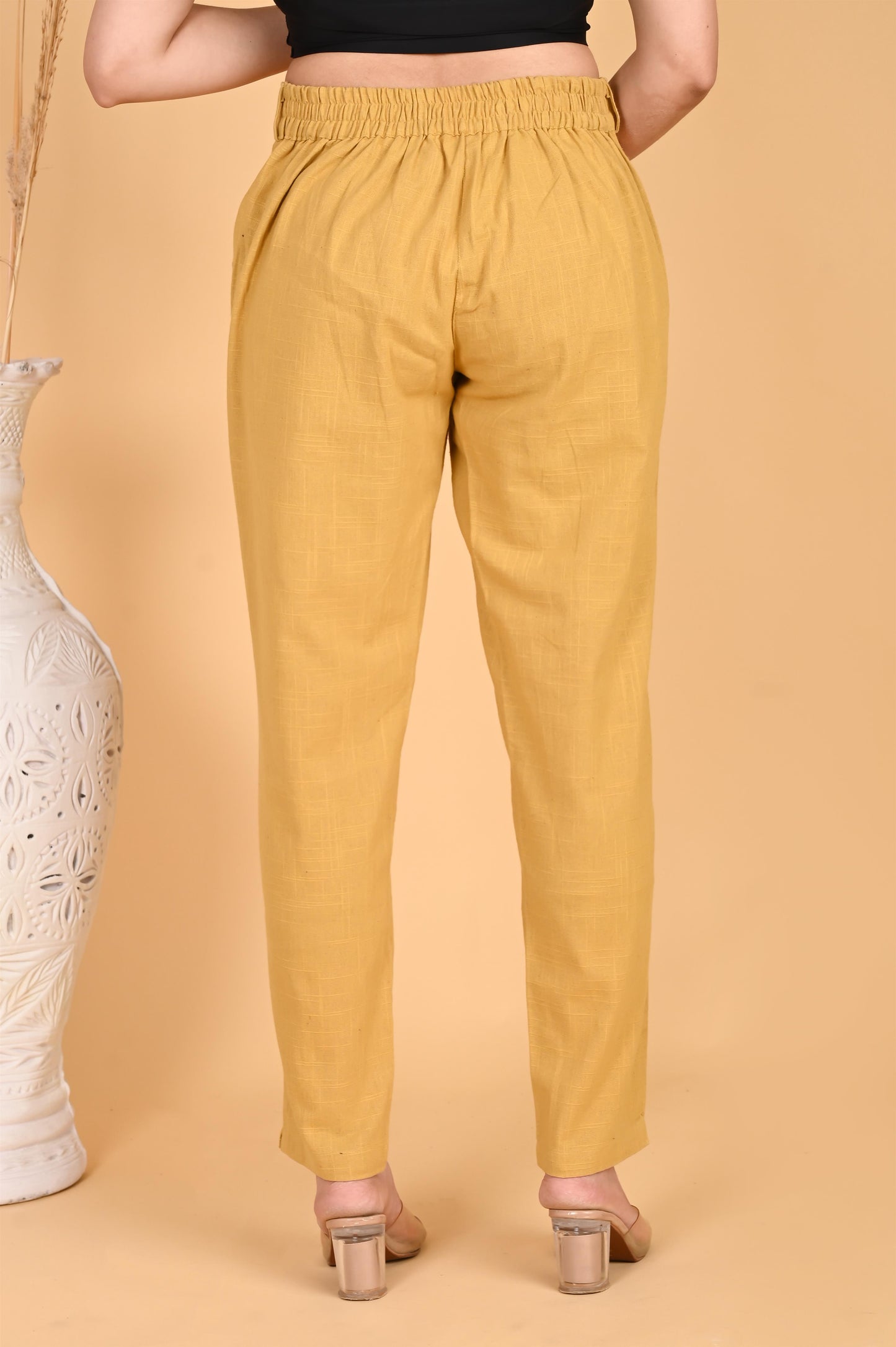 Beige Classic Cotton Pants