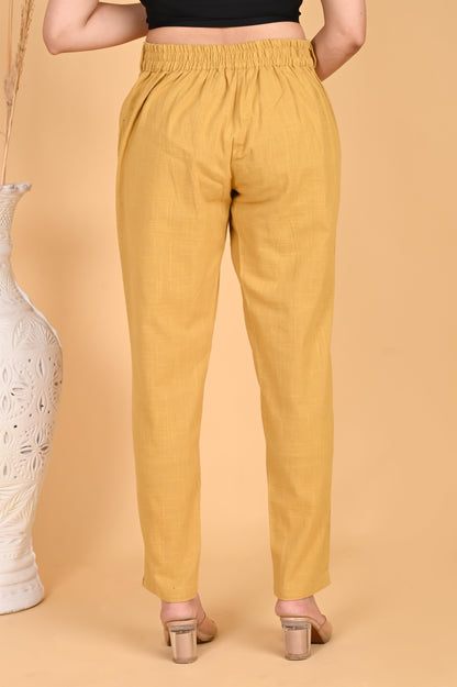 Beige Classic Cotton Pants