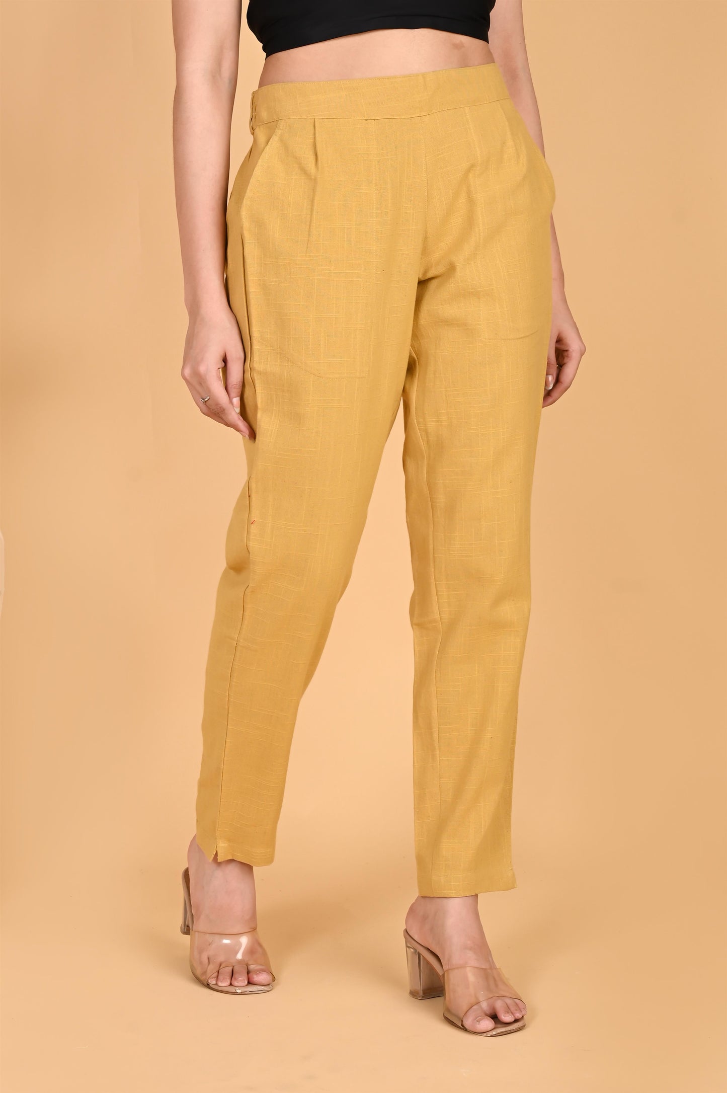 Beige Classic Cotton Pants