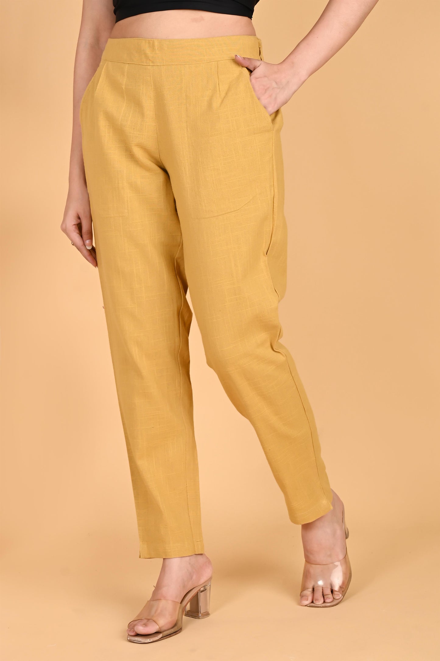 Beige Classic Cotton Pants