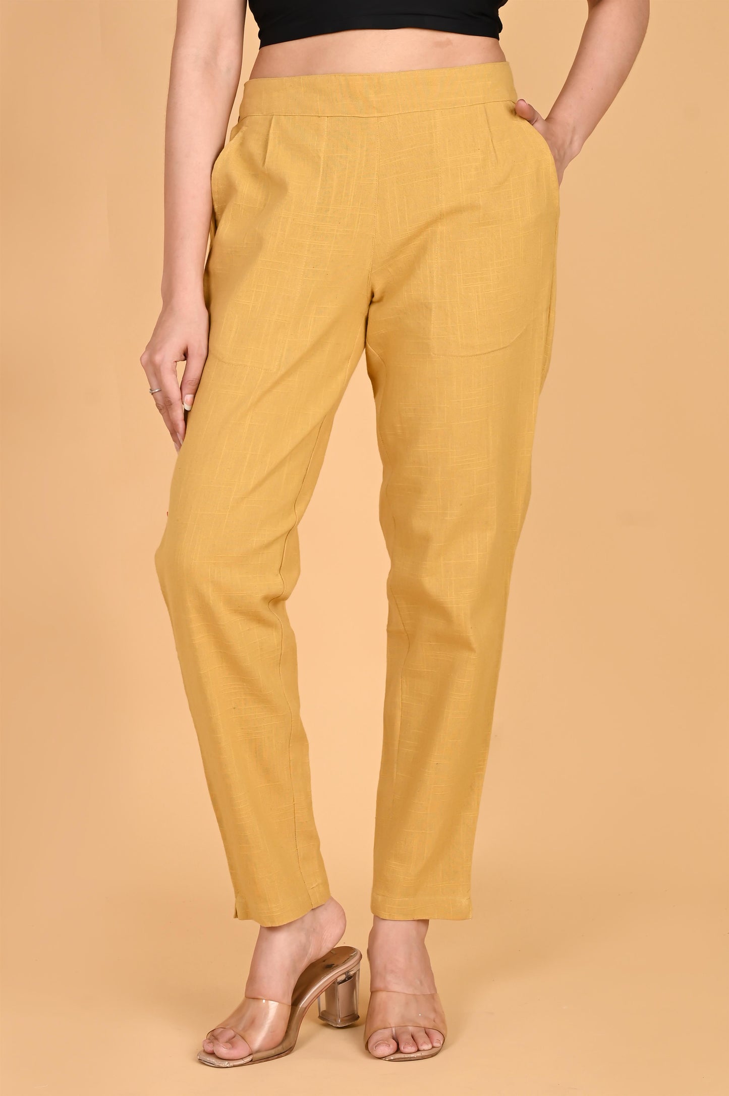 Beige Classic Cotton Pants