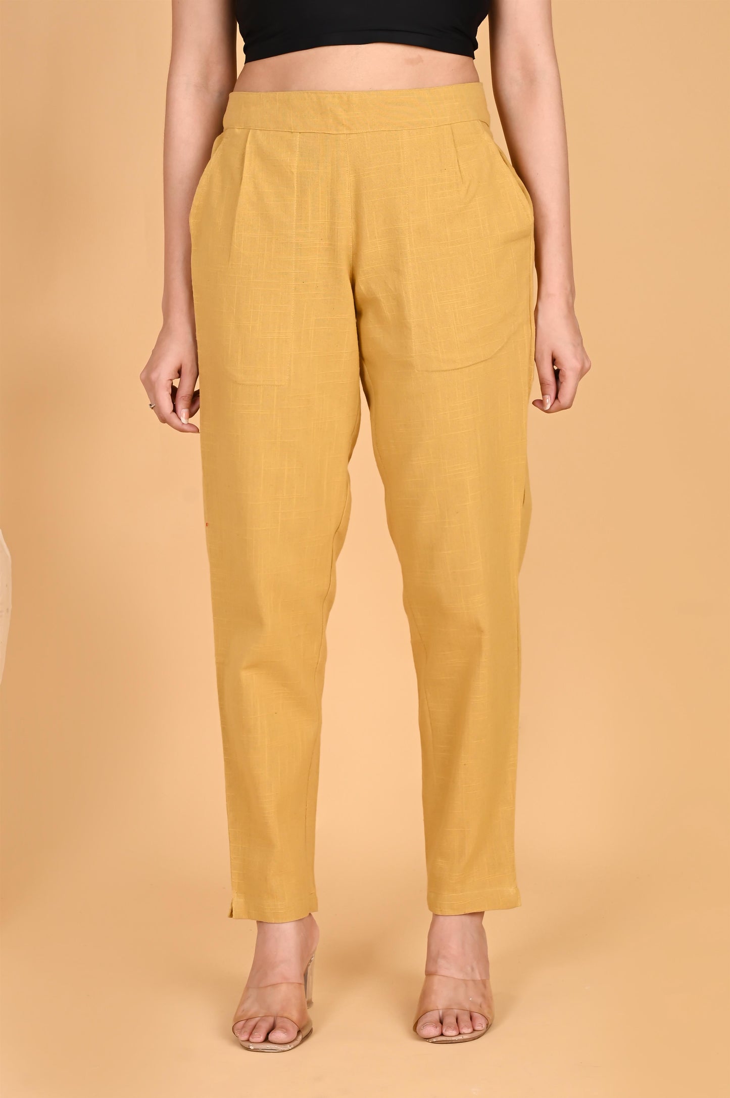 Beige Classic Cotton Pants