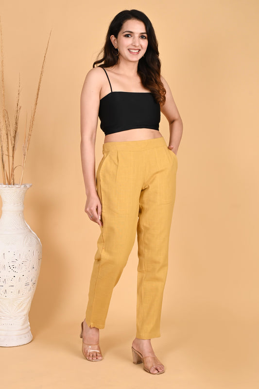Beige Classic Cotton Pants