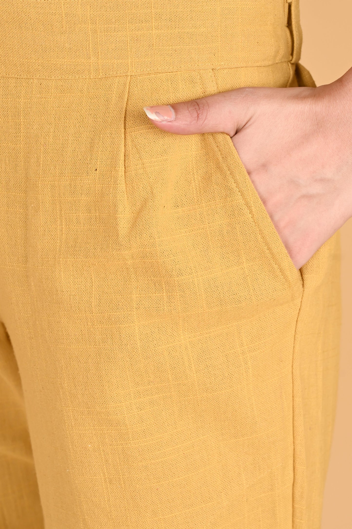 Beige Classic Cotton Pants