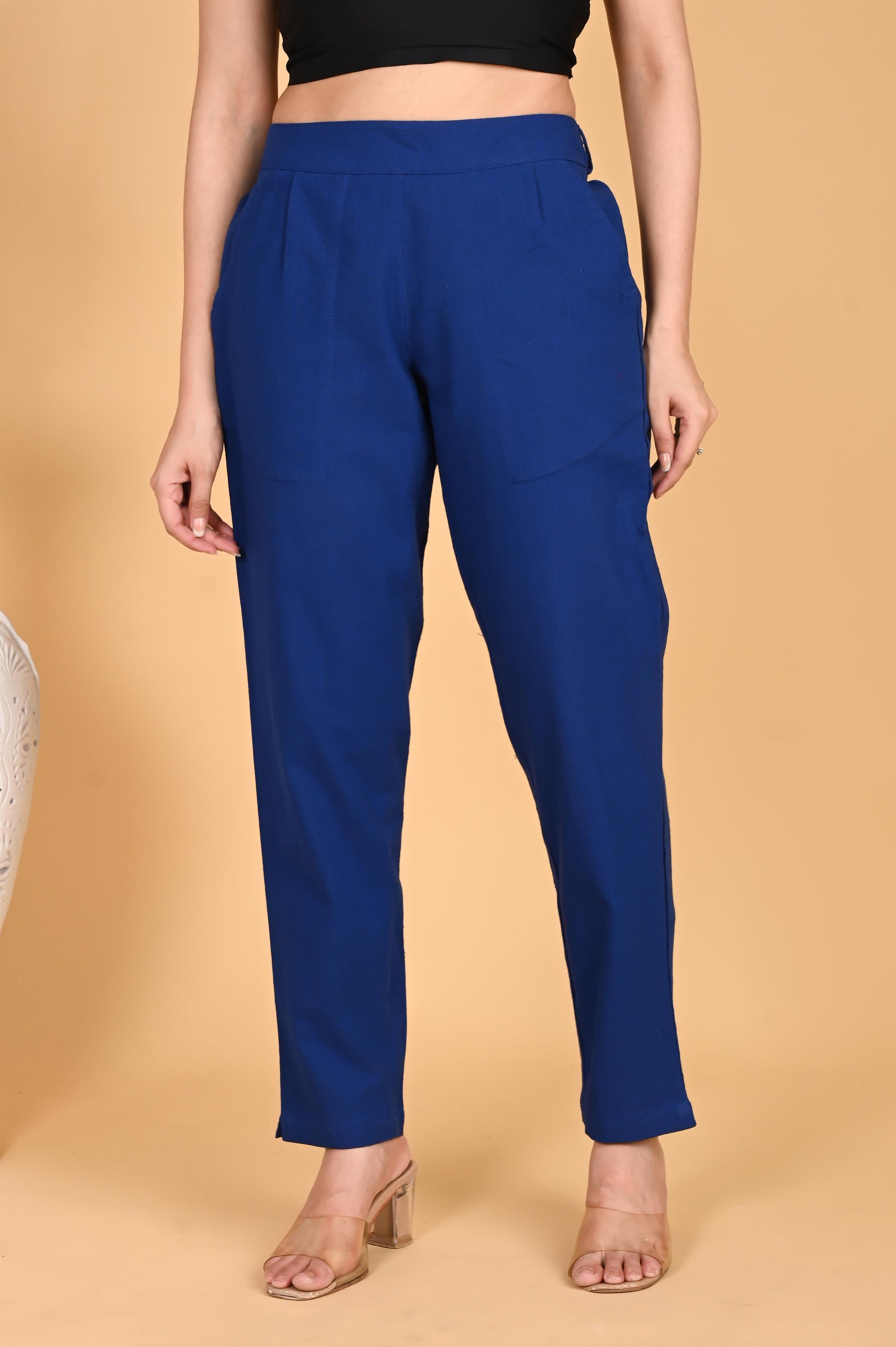 ROYAL BLUE CLASSIC COTTON PANTS - SAFED DHAGA 