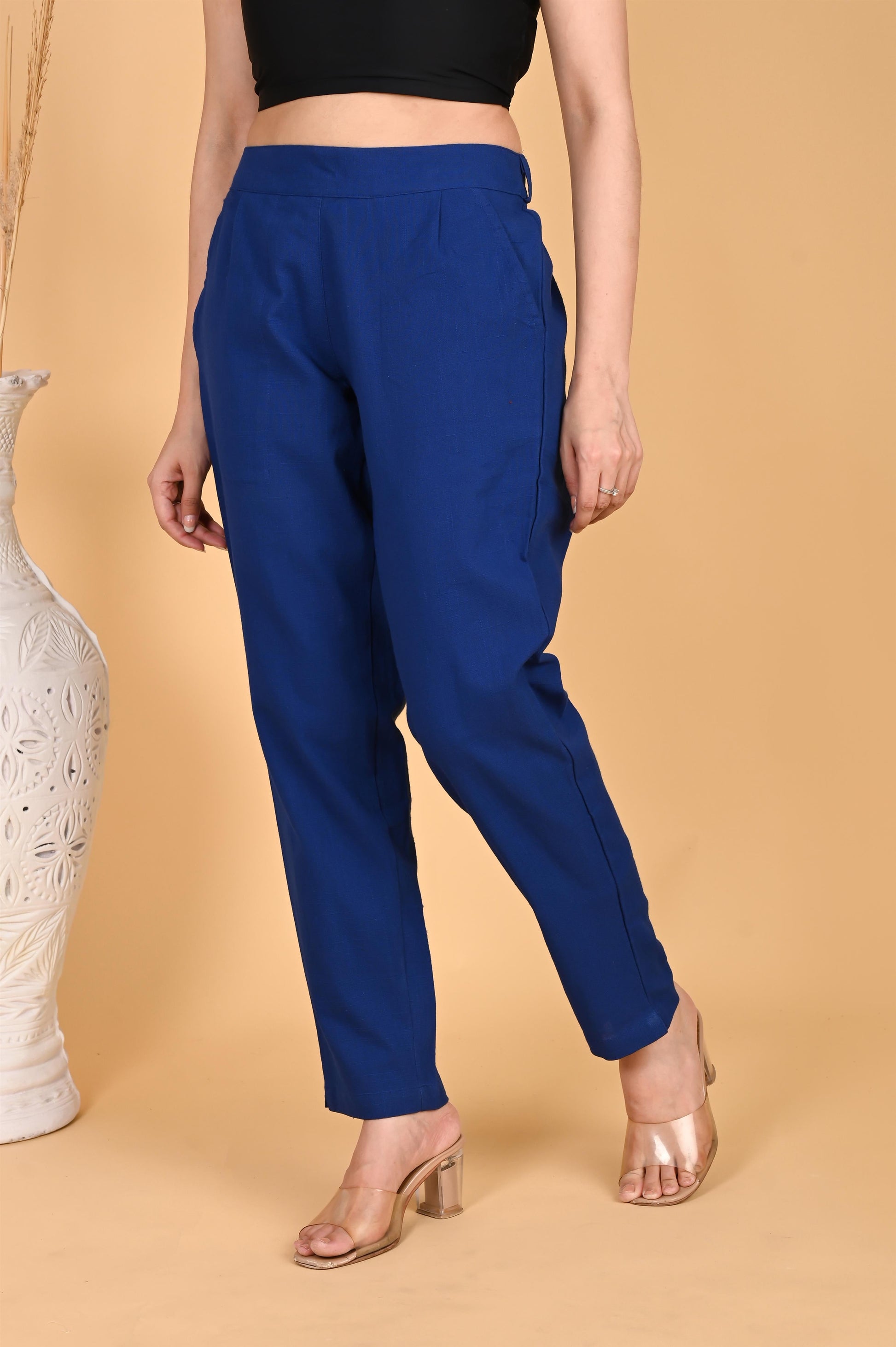 ROYAL BLUE CLASSIC COTTON PANTS - SAFED DHAGA 