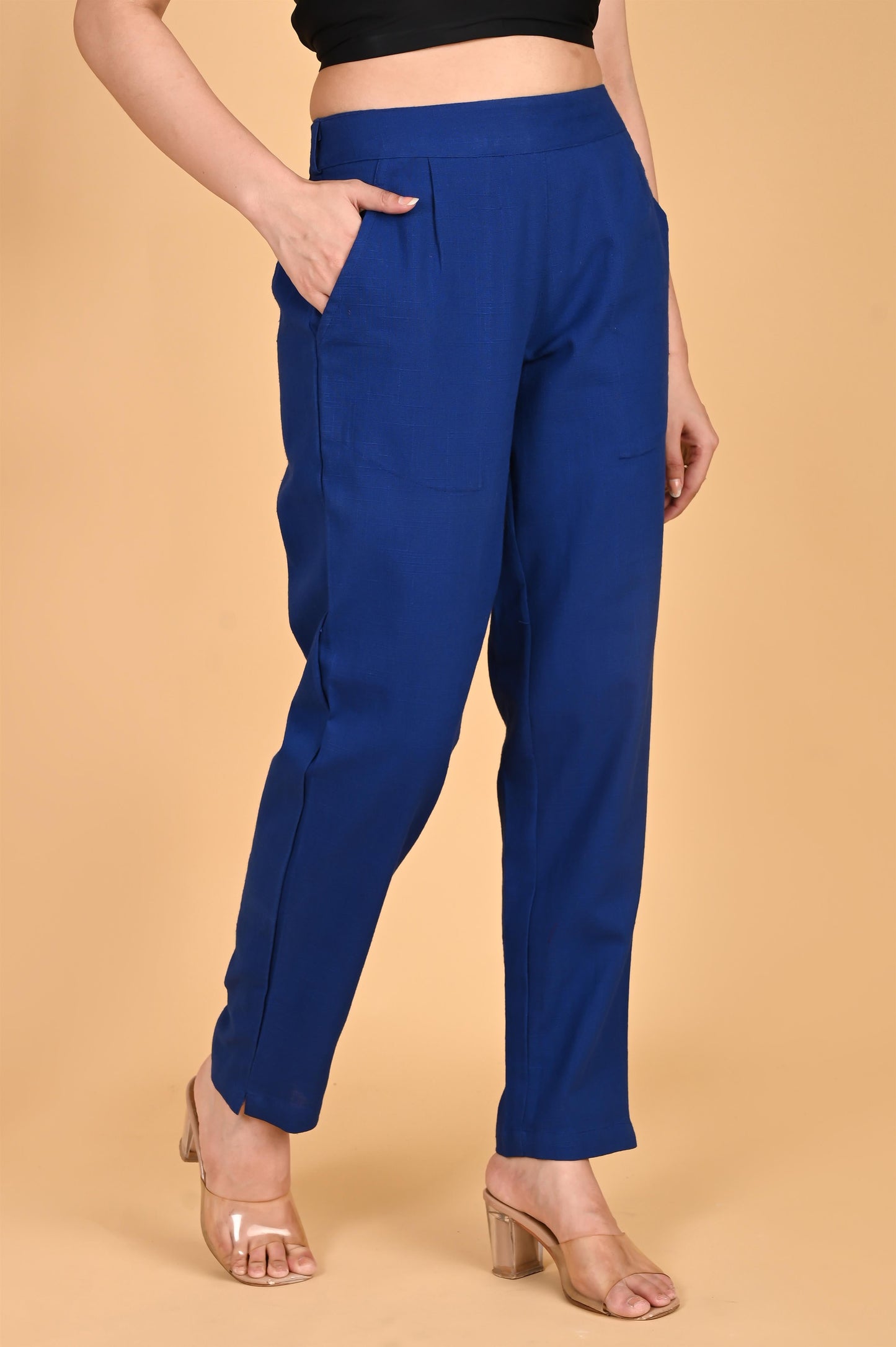 ROYAL BLUE CLASSIC COTTON PANTS - SAFED DHAGA 