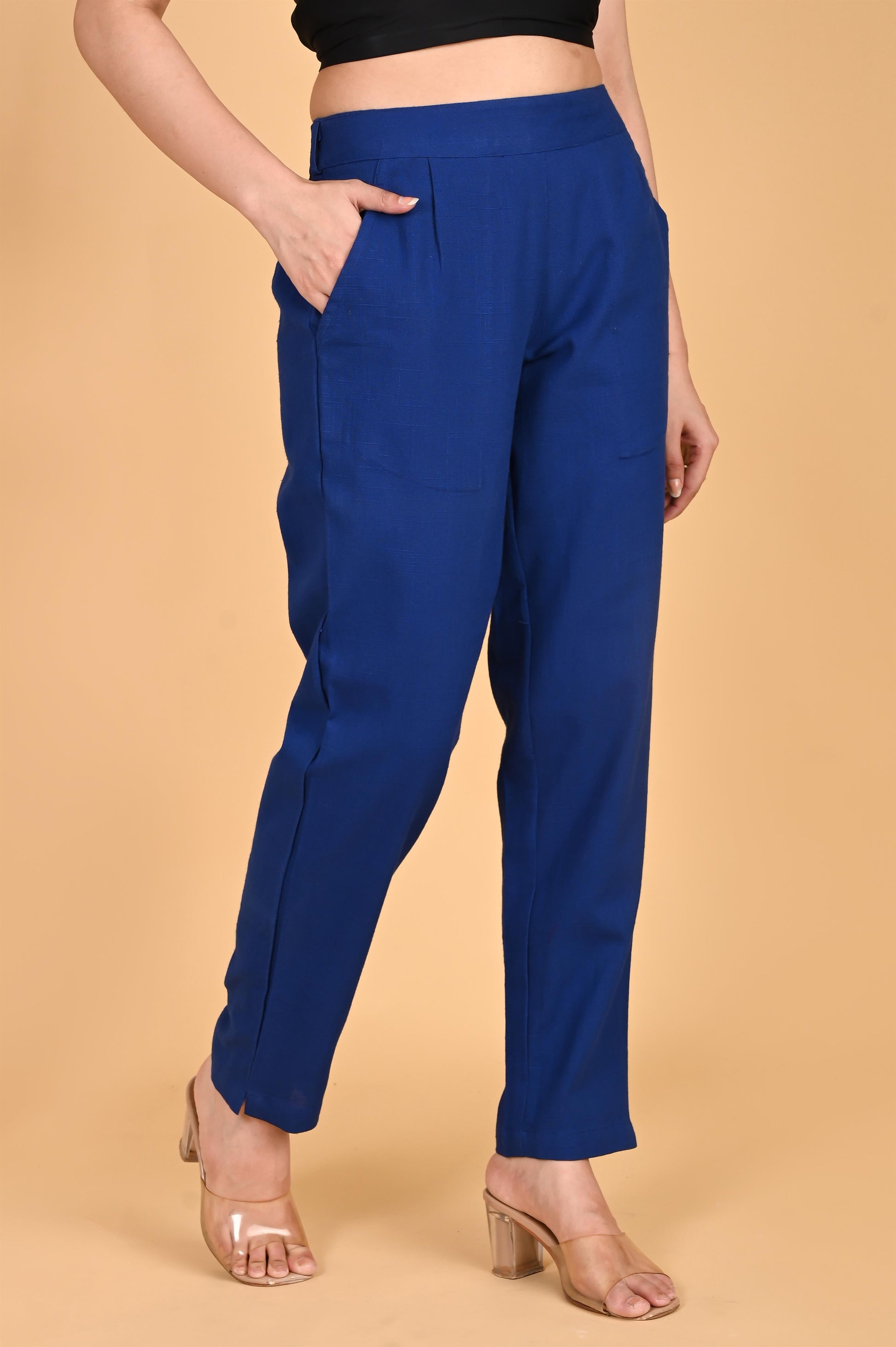 ROYAL BLUE CLASSIC COTTON PANTS - SAFED DHAGA 