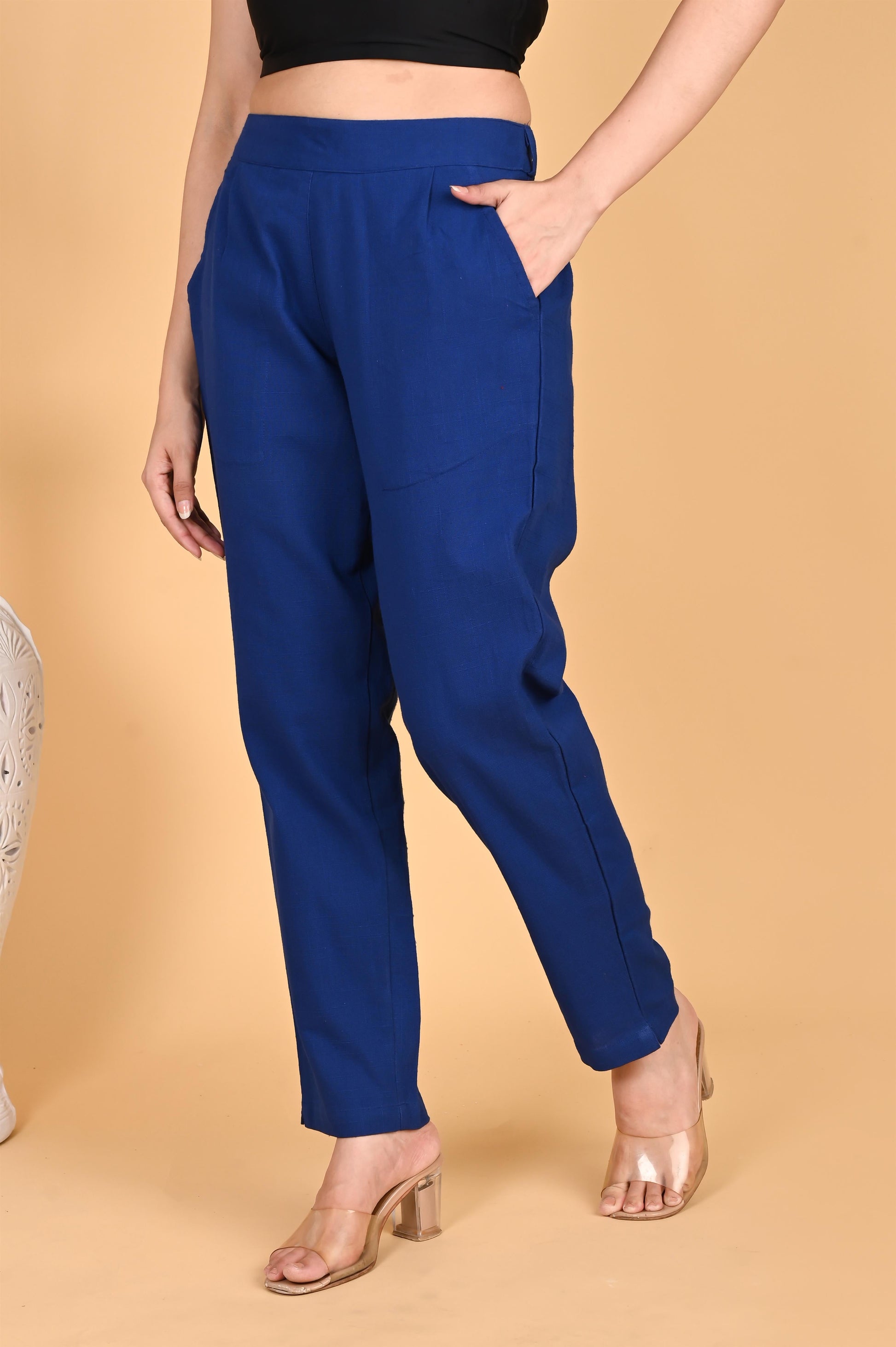ROYAL BLUE CLASSIC COTTON PANTS - SAFED DHAGA 