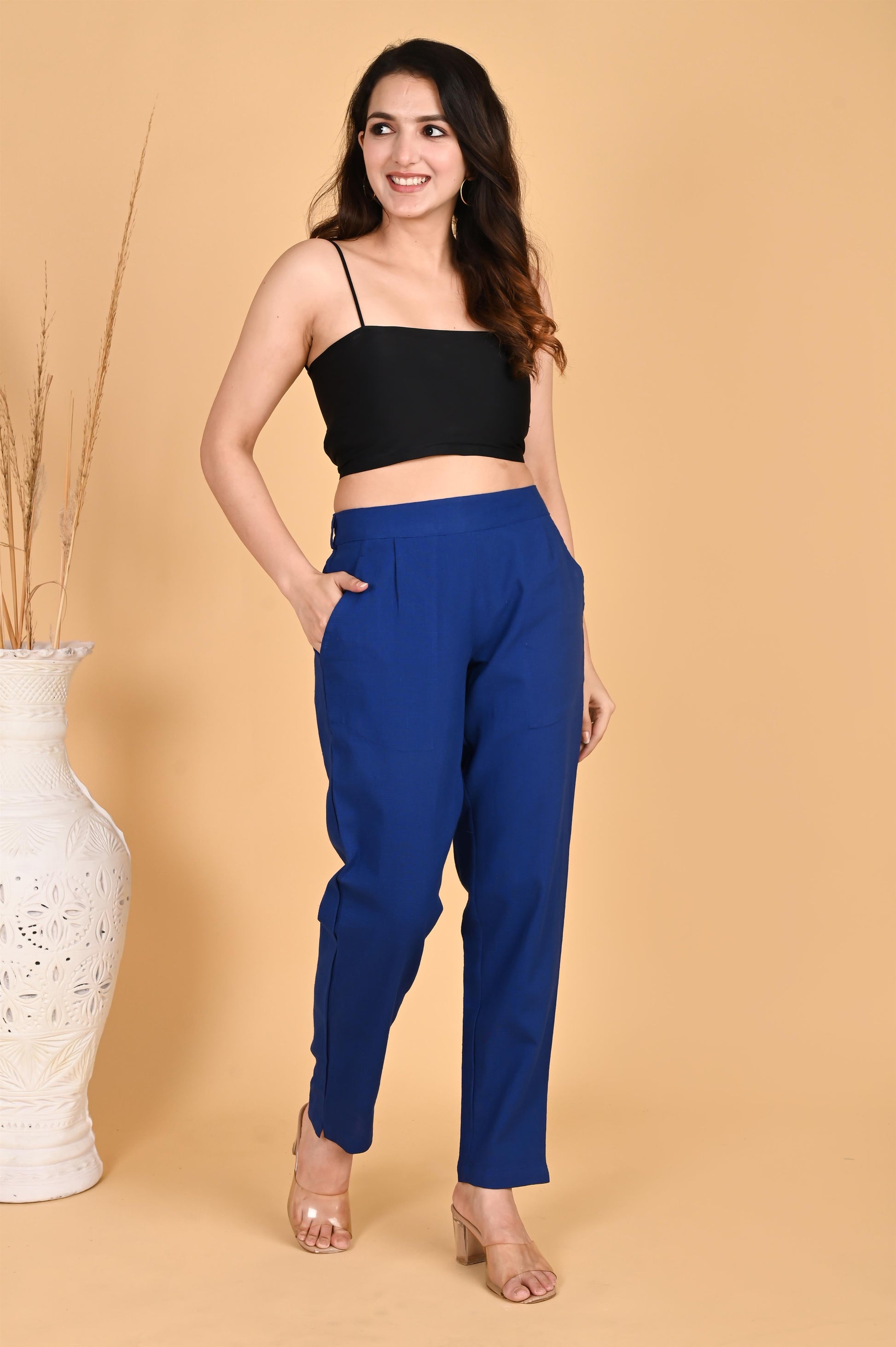 ROYAL BLUE CLASSIC COTTON PANTS - SAFED DHAGA 