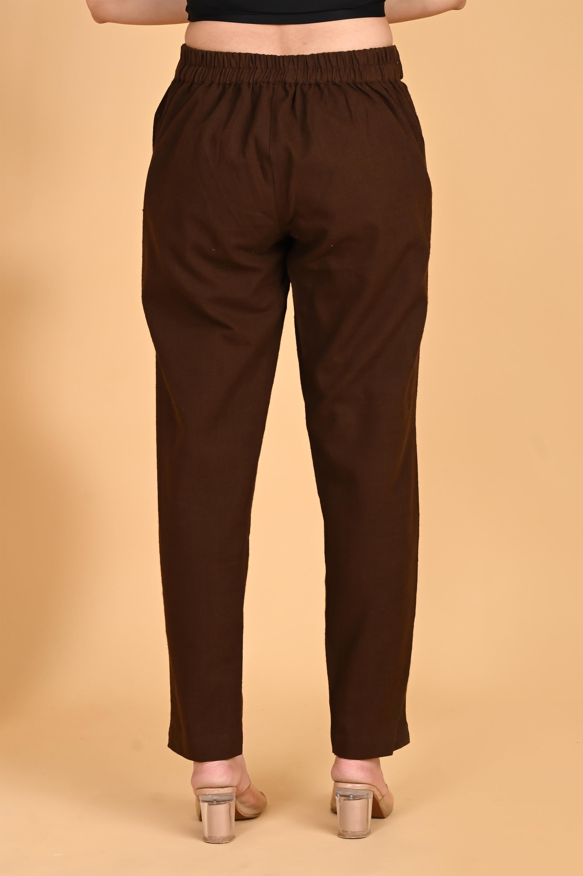 COFFEE BROWN CLASSIC COTTON PANTS