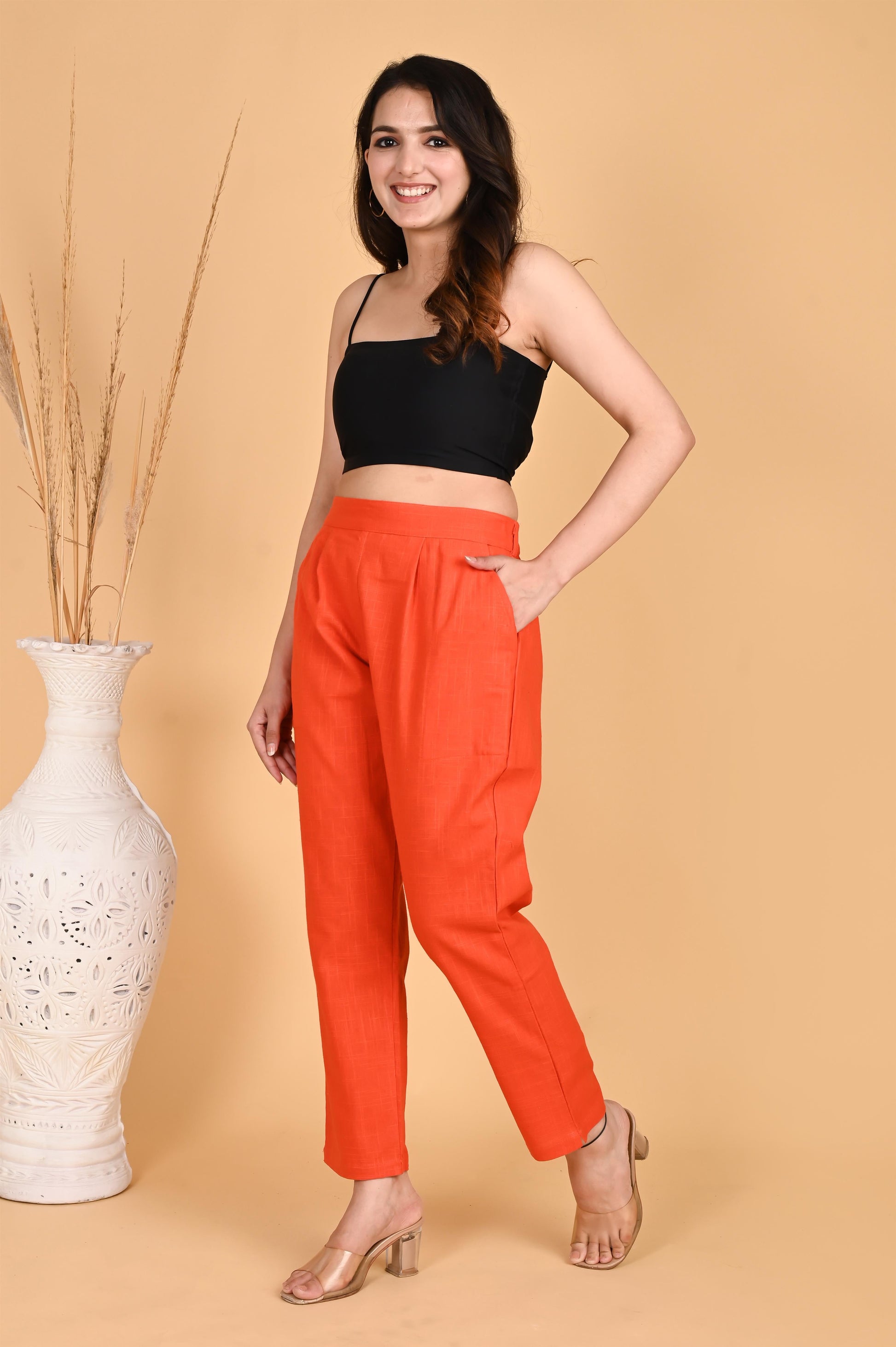 ORANGE CLASSIC COTTON PANTS - SAFED DHAGA 