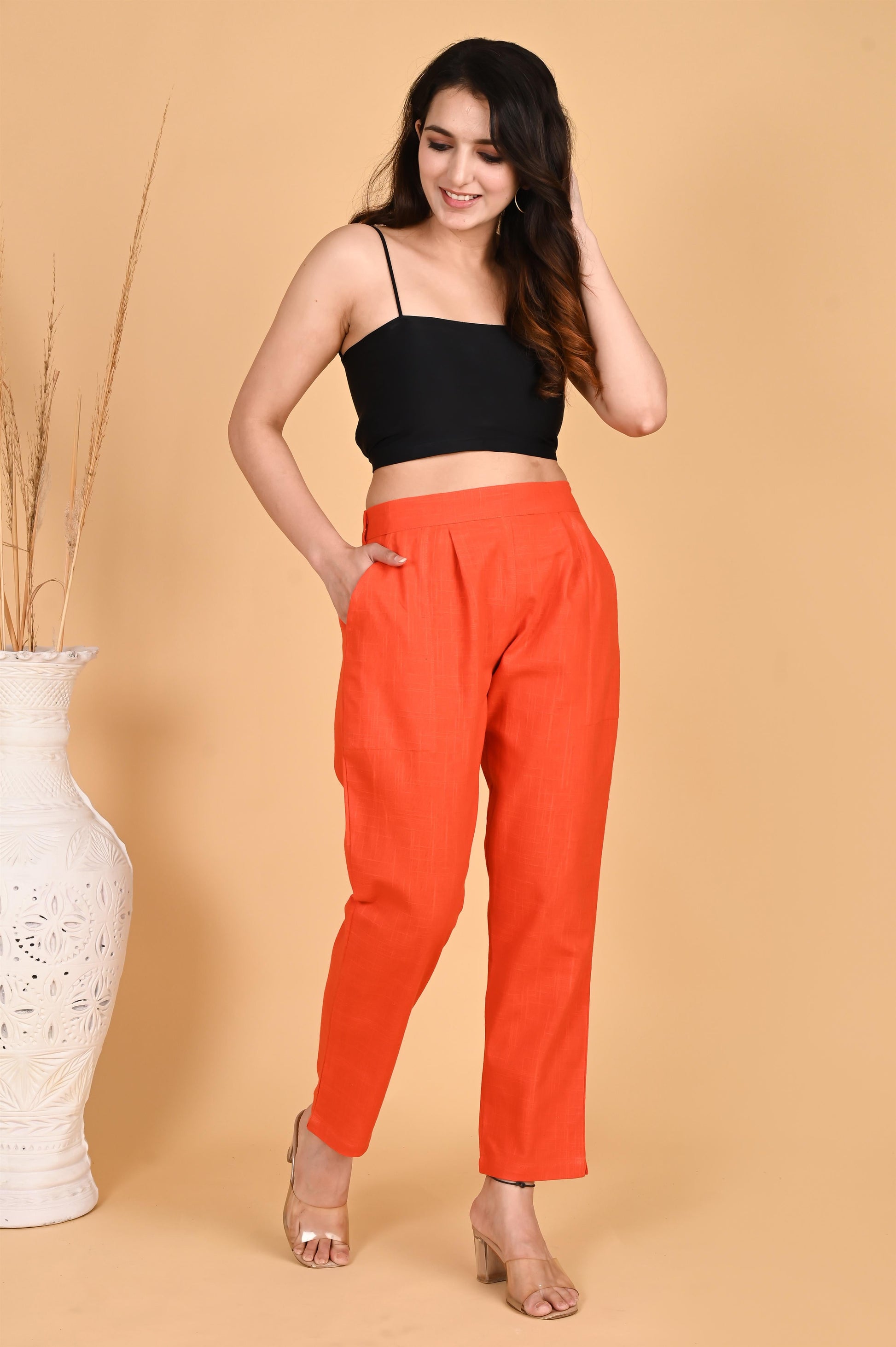 ORANGE CLASSIC COTTON PANTS - SAFED DHAGA 