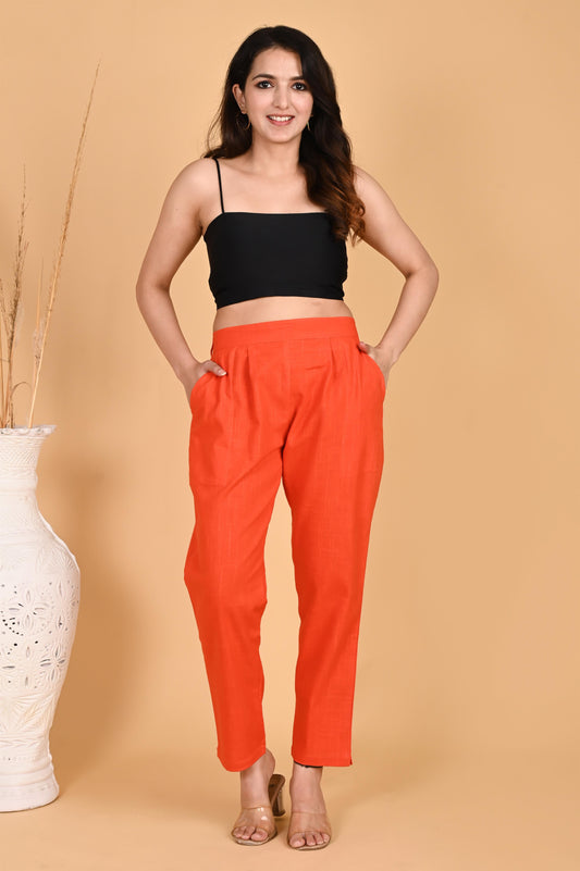 ORANGE CLASSIC COTTON PANTS - SAFED DHAGA 