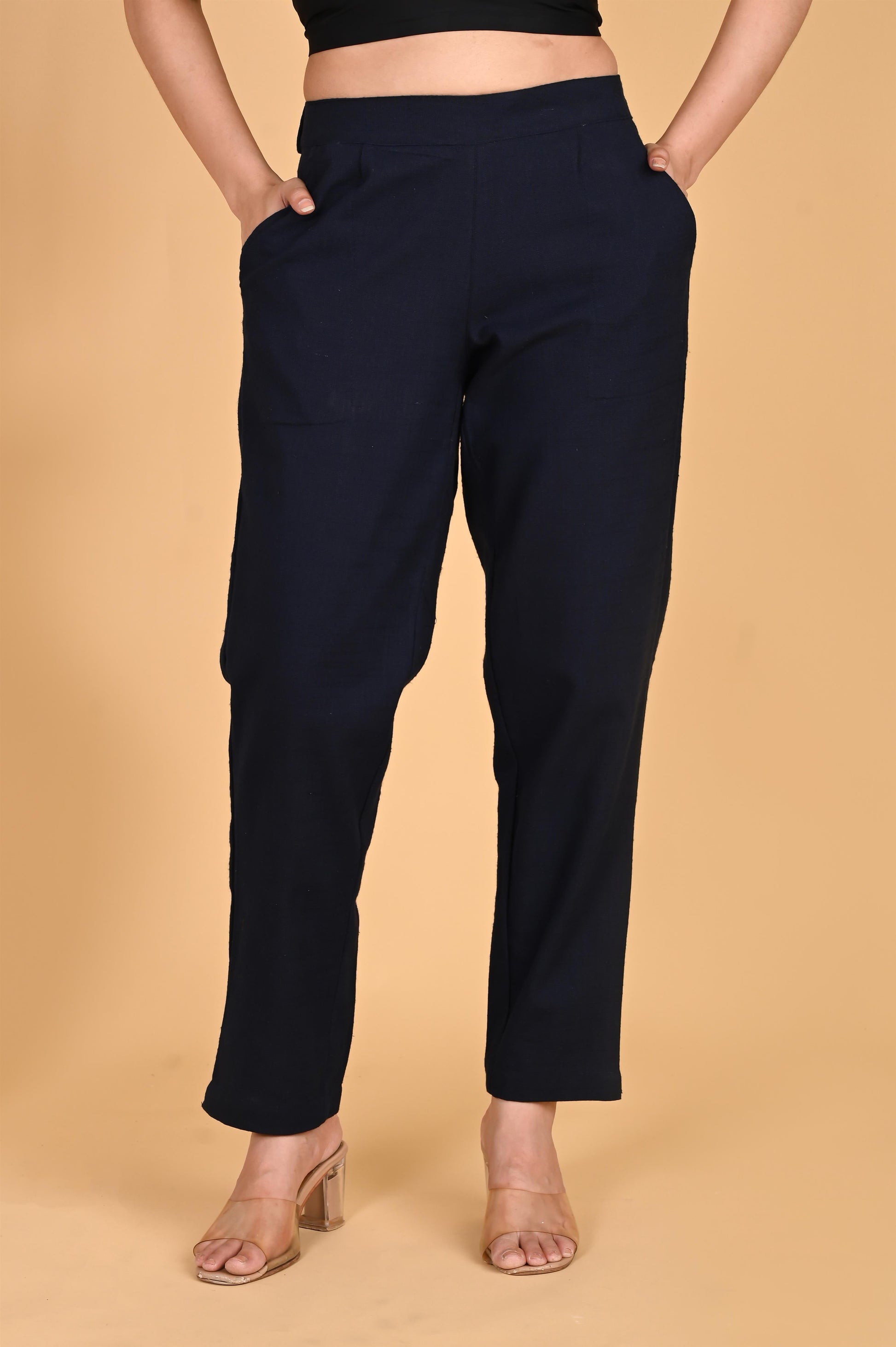 NAVY BLUE CLASSIC COTTON PANTS - SAFED DHAGA 
